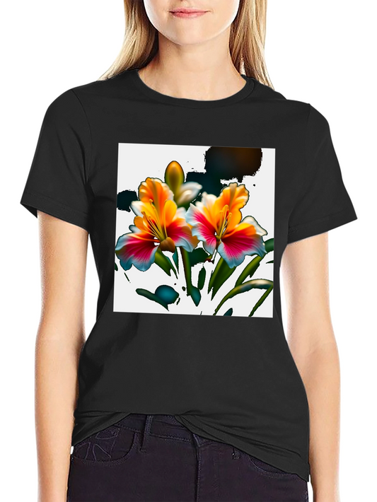 Floral Graphic Print Black Tee