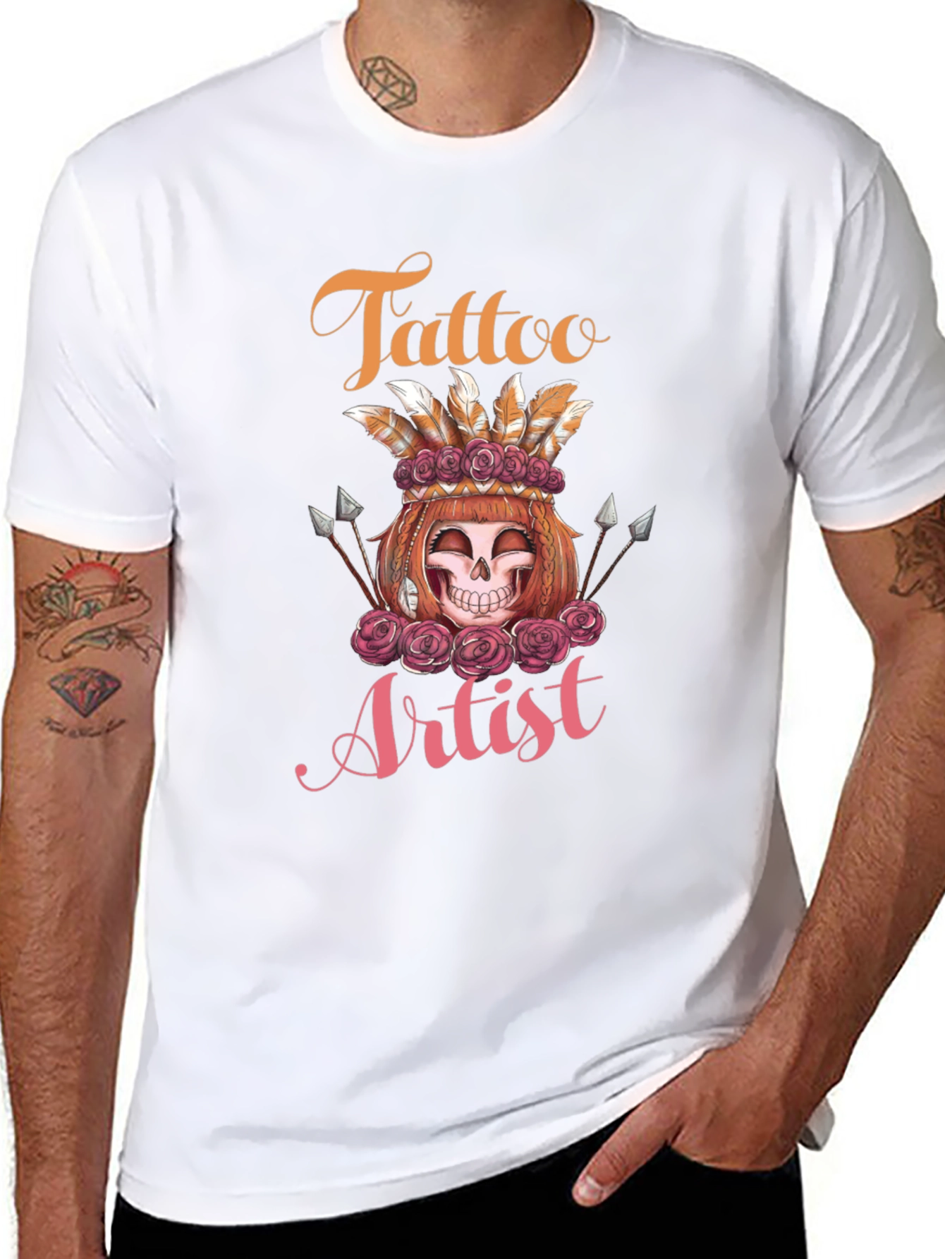 Tattoo Artist Skull Rose Tee