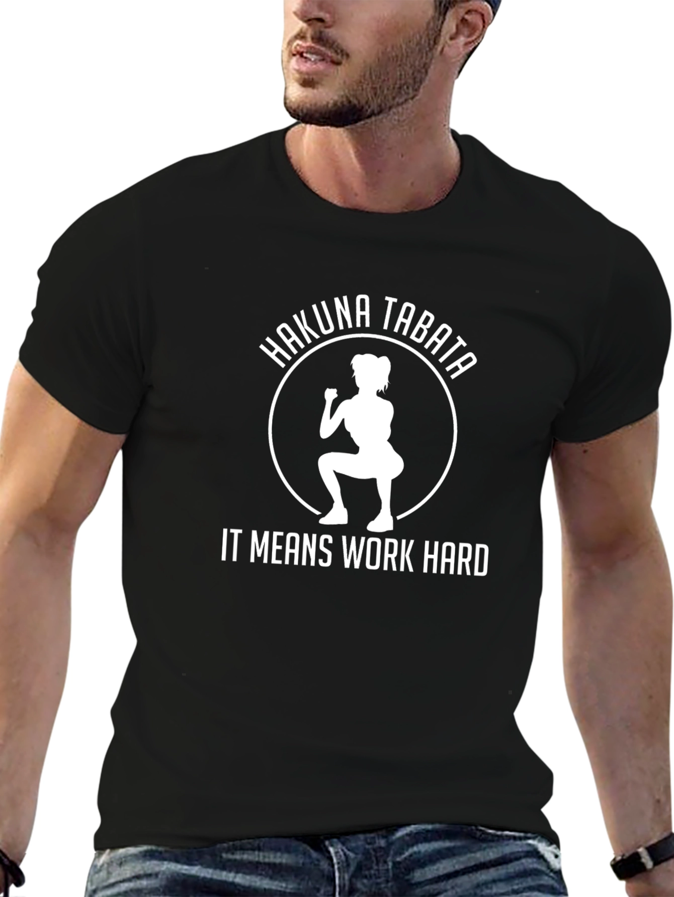 Hakuna Tabata Mens Black Graphic T-Shirt
