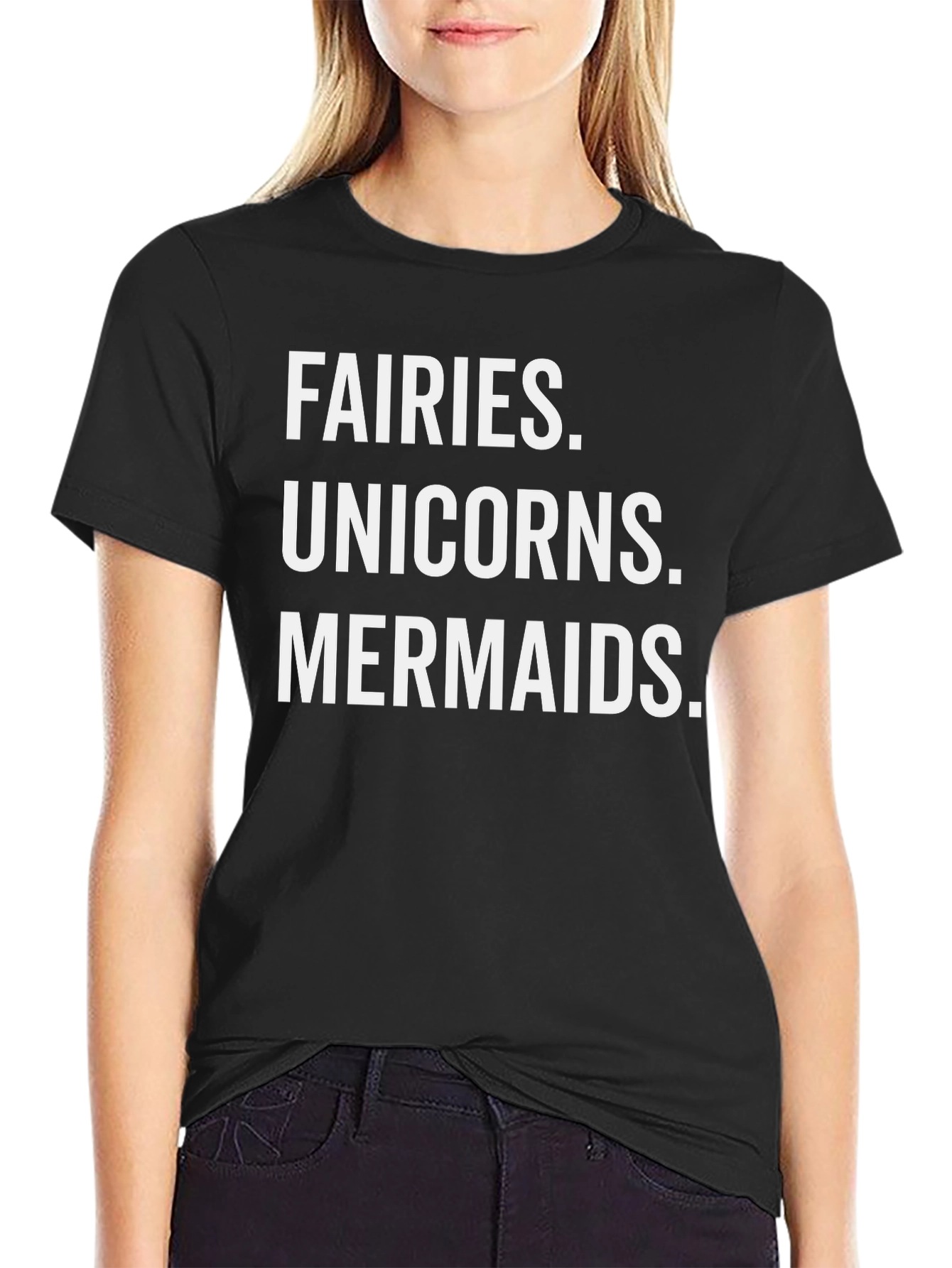 Fairies Unicorns Mermaids Black Graphic Tee