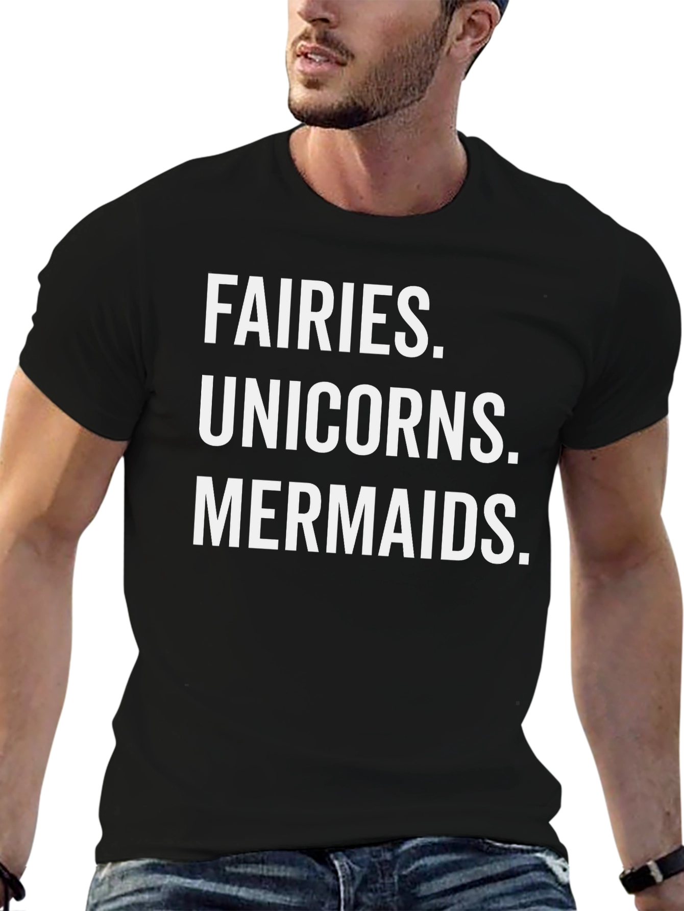 Fairies Unicorns Mermaids Black Graphic Tee