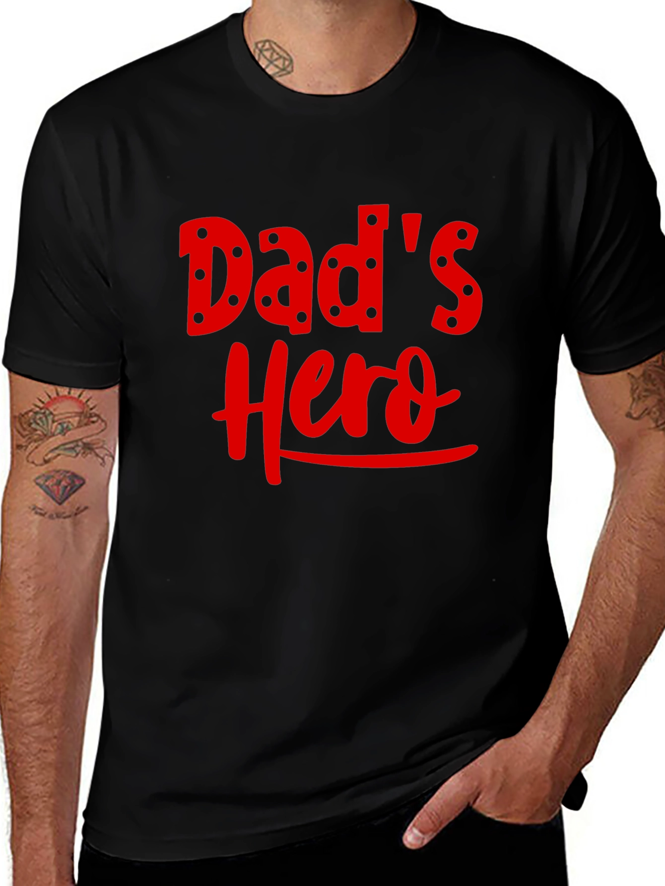 Dads Hero Black Graphic T-Shirt