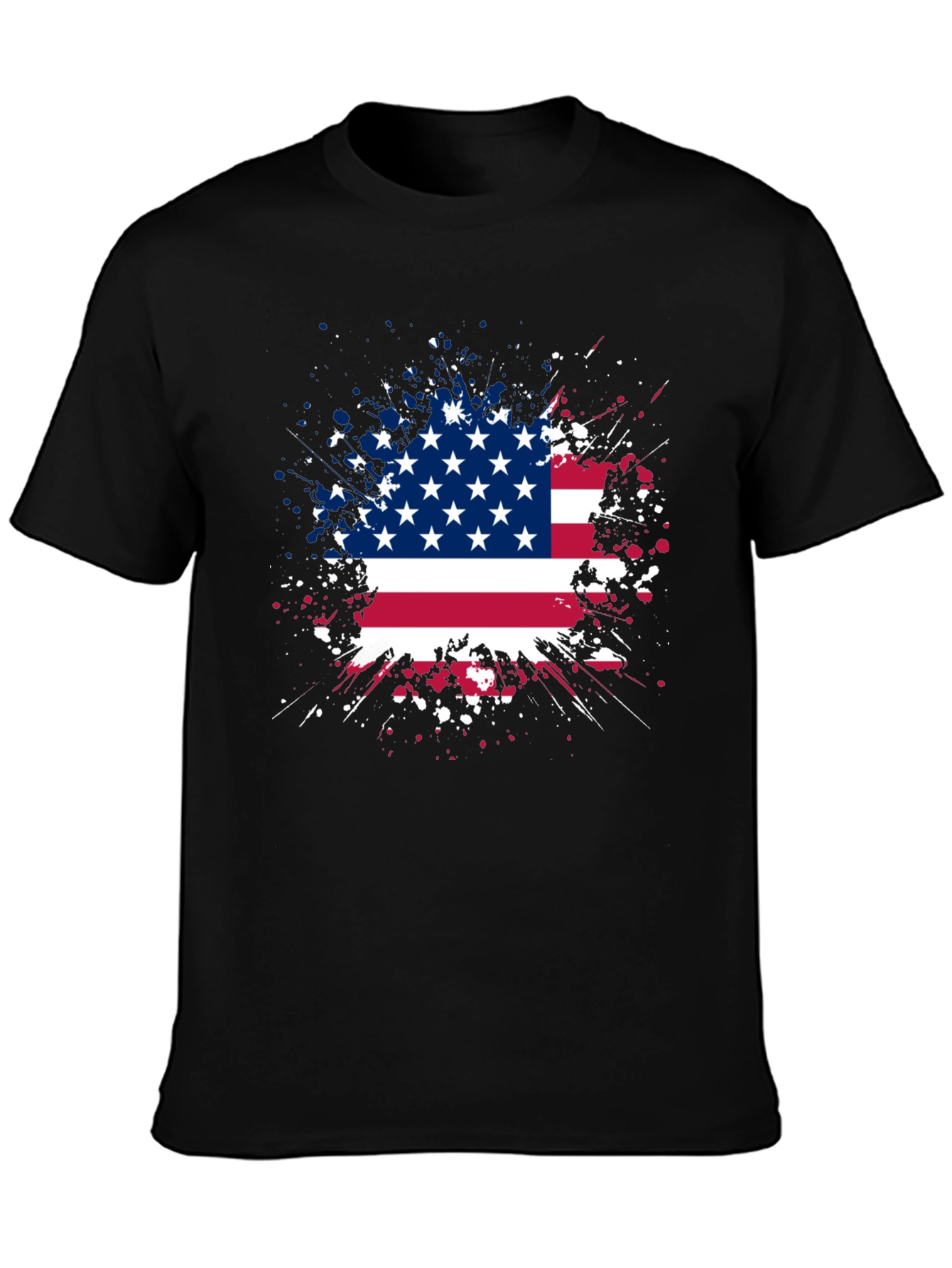 American Flag Splatter Graphic Tee - Patriotic Style