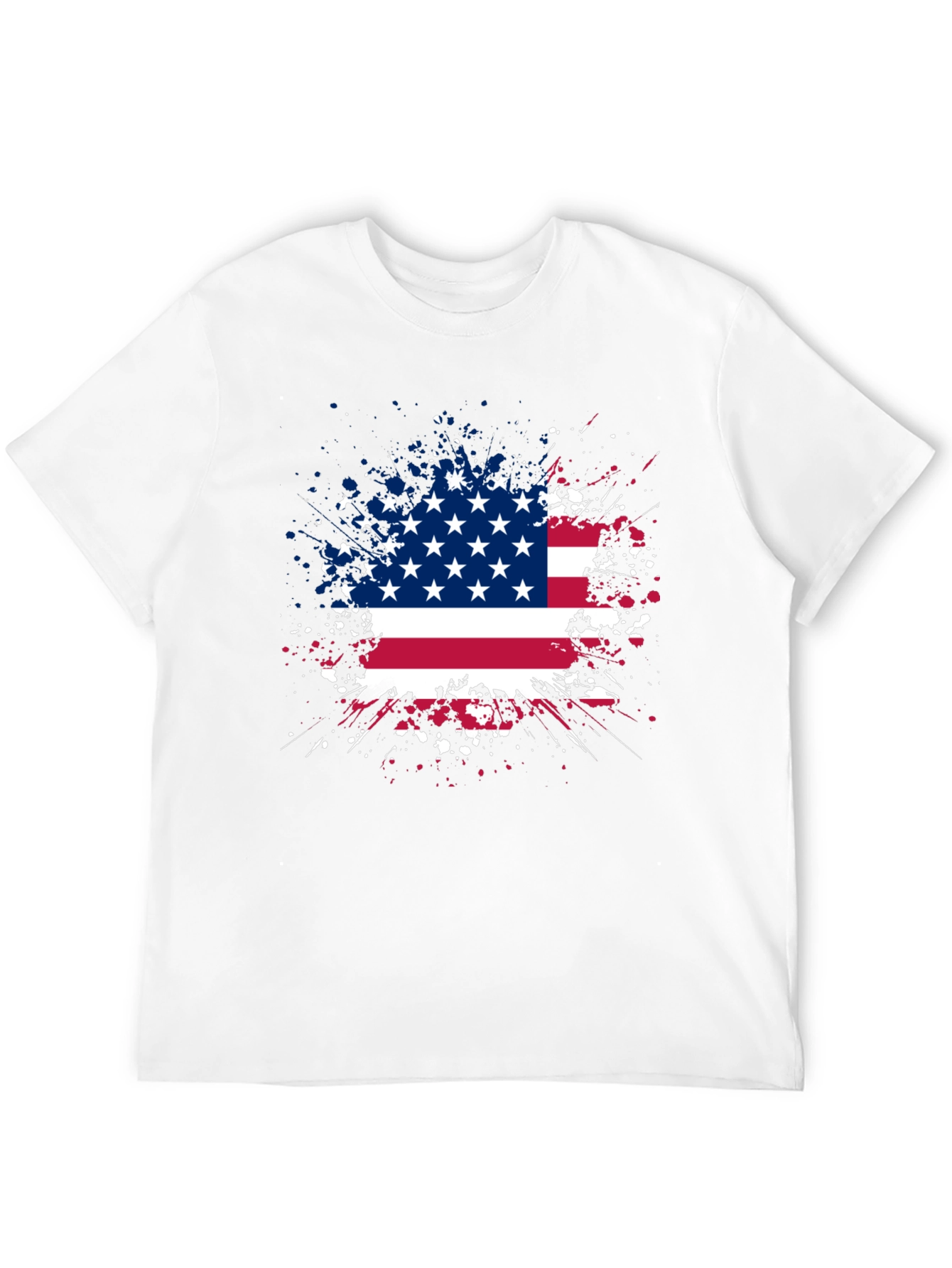American Flag Splatter Graphic Tee - Patriotic Style