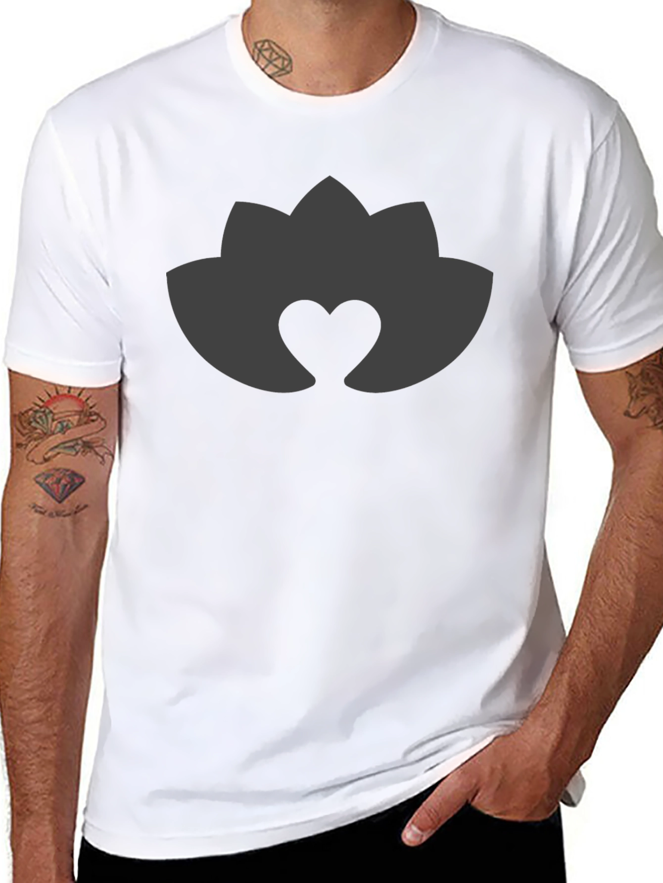 Lotus Heart Black Tee
