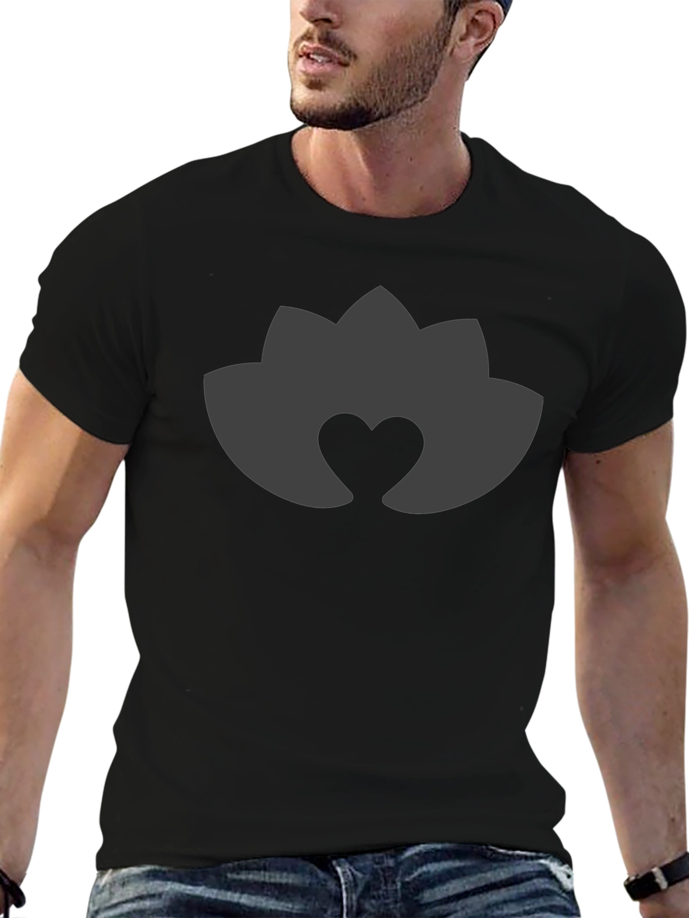 Lotus Heart Black Tee