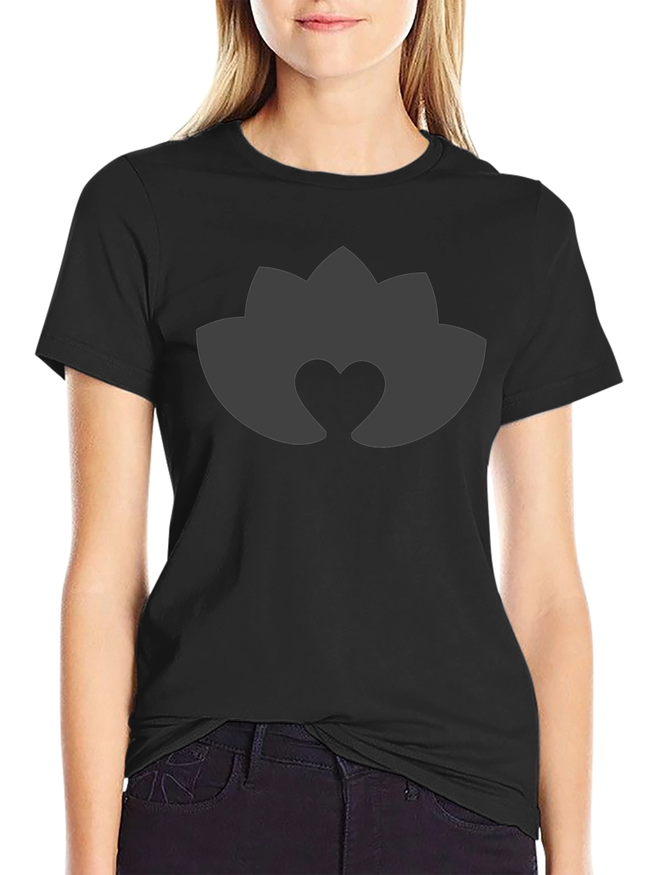 Lotus Heart Black Tee