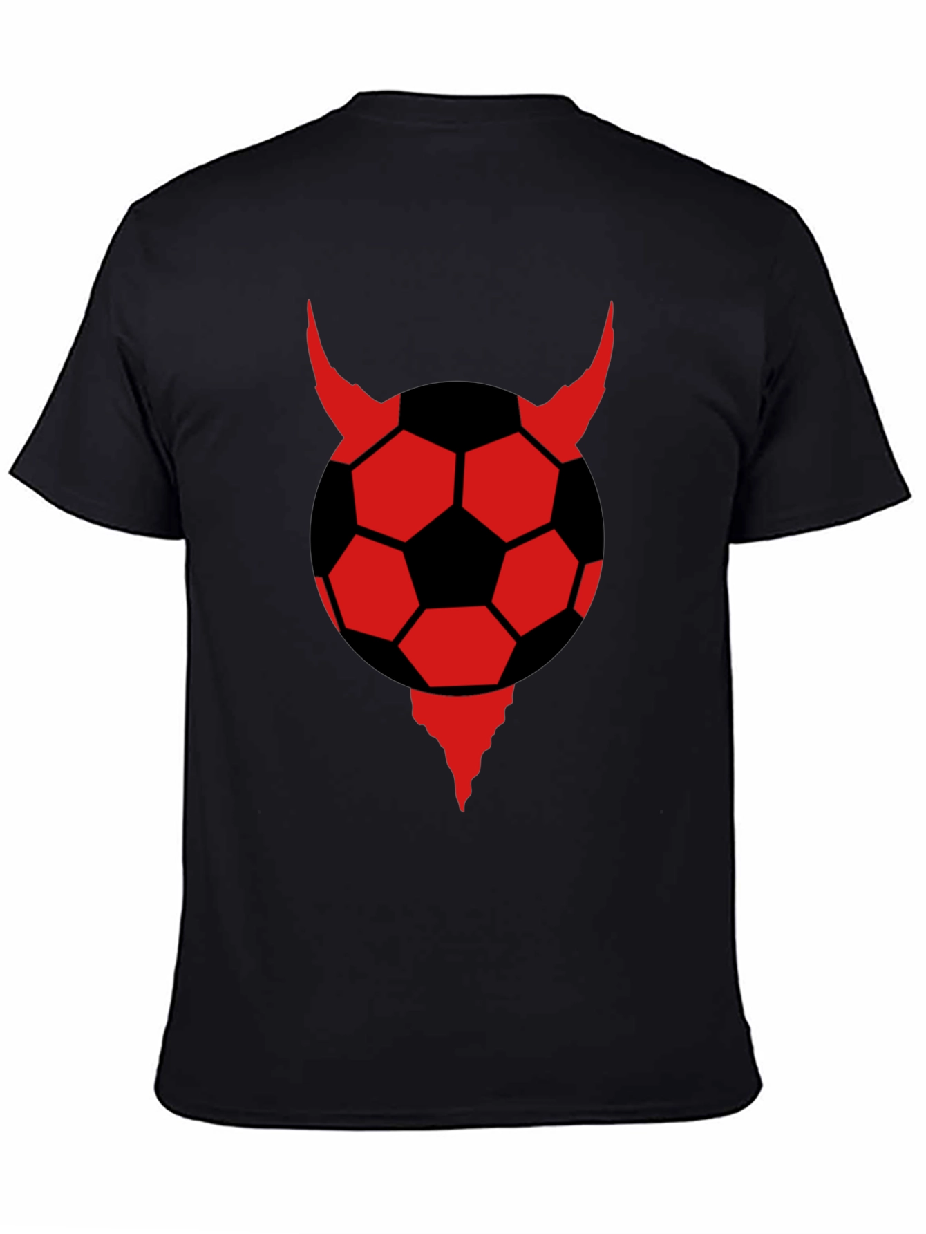 Devil Soccer Ball Graphic Tee - Black Cotton T-Shirt