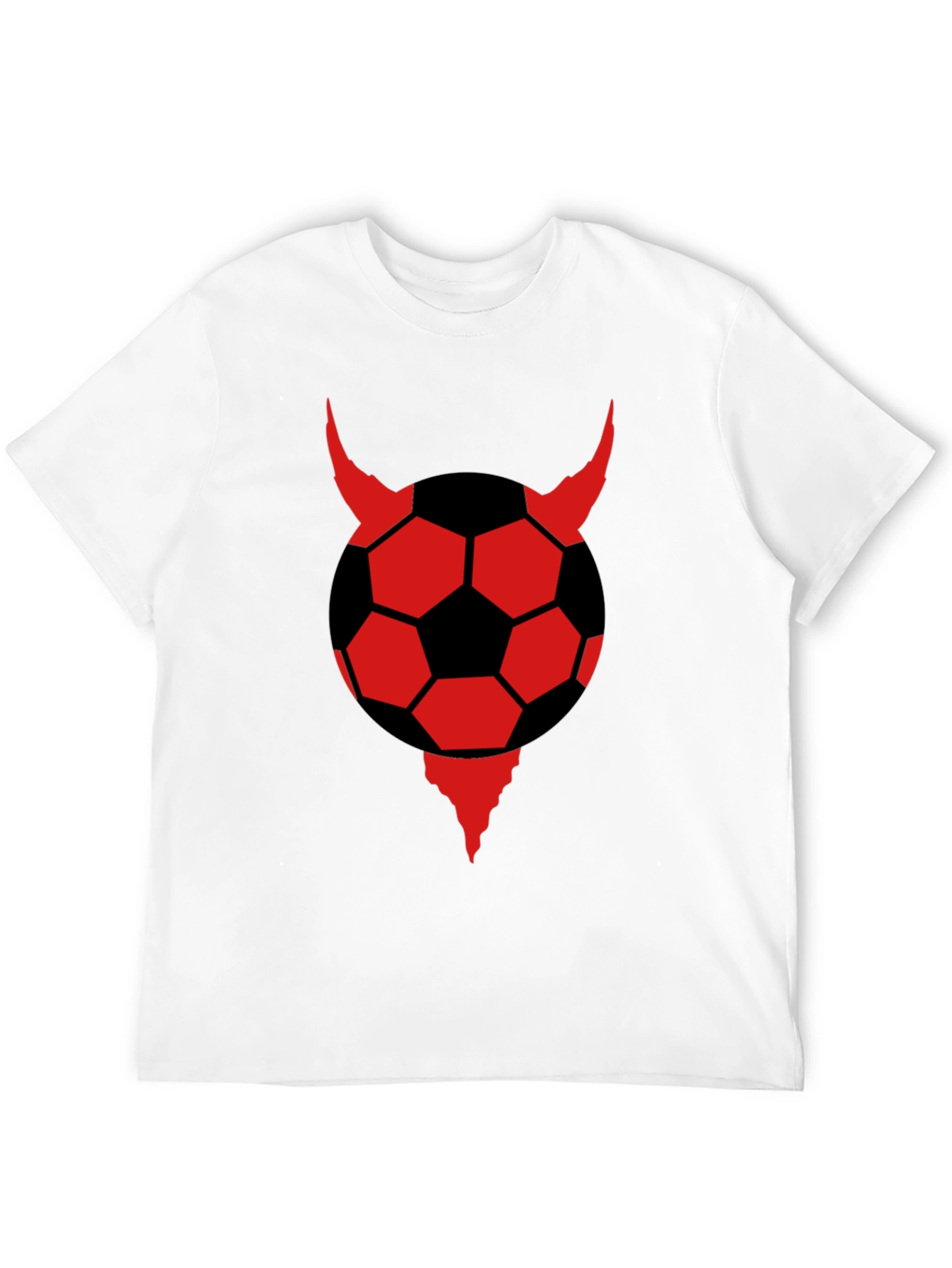 Devil Soccer Ball Graphic Tee - Black Cotton T-Shirt