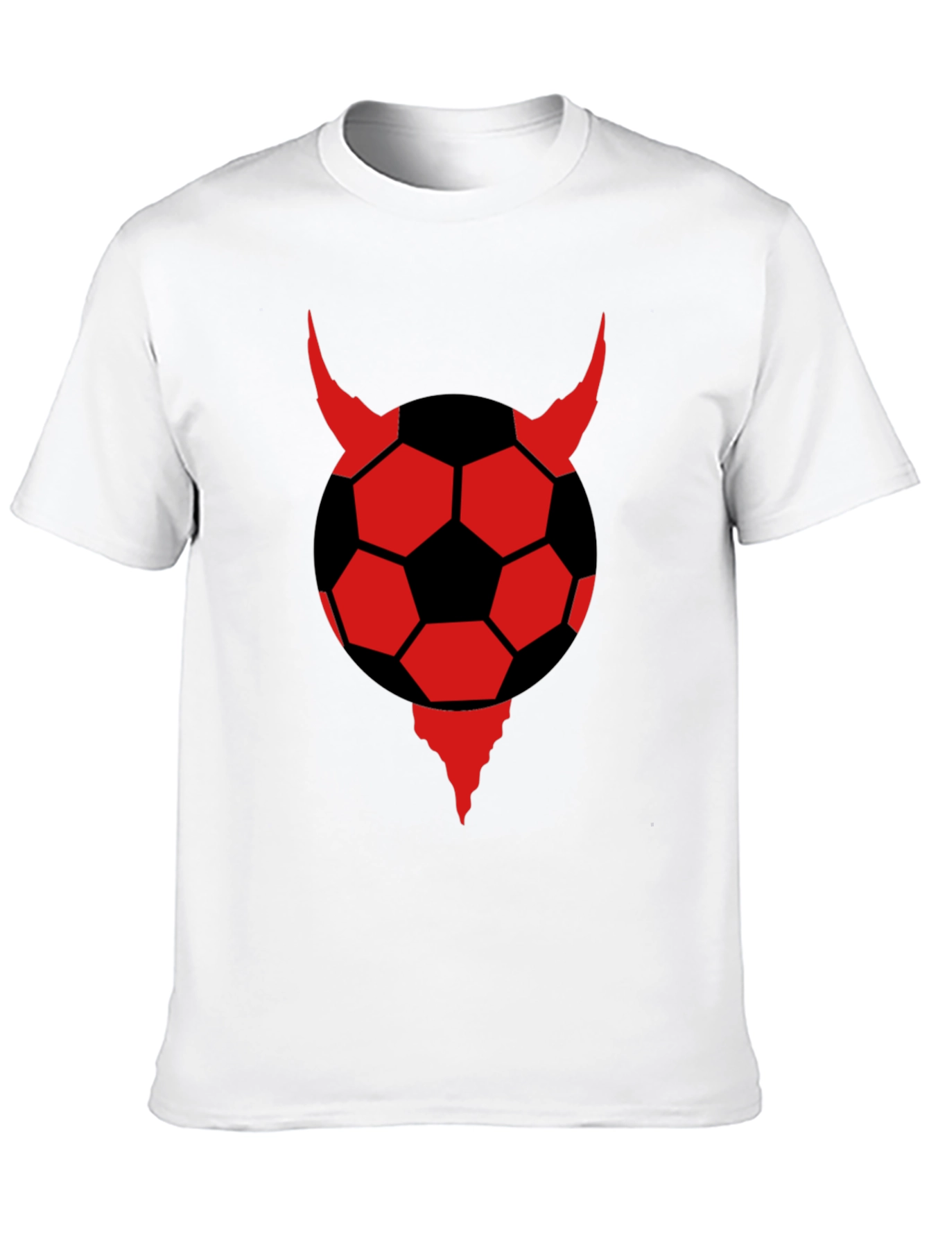 Devil Soccer Ball Graphic Tee - Black Cotton T-Shirt