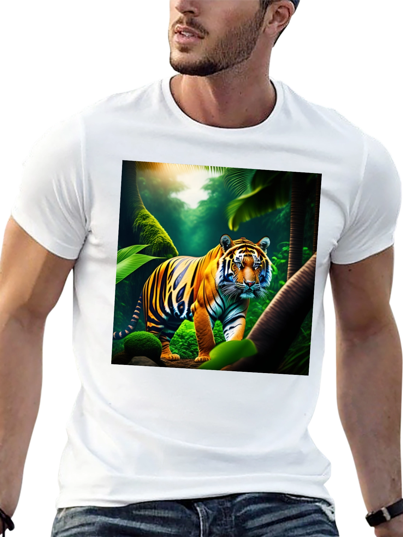 Tiger Jungle Graphic Tee - Mens Black T-Shirt
