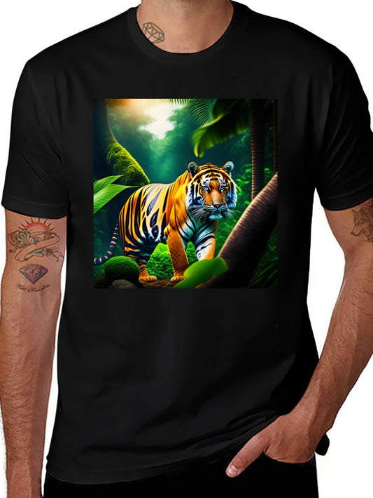 Tiger Jungle Graphic Tee - Mens Black T-Shirt