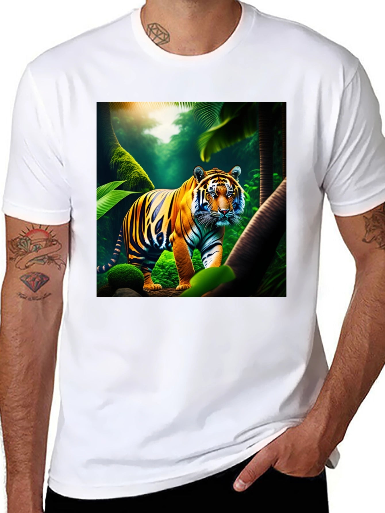 Tiger Jungle Graphic Tee - Mens Black T-Shirt