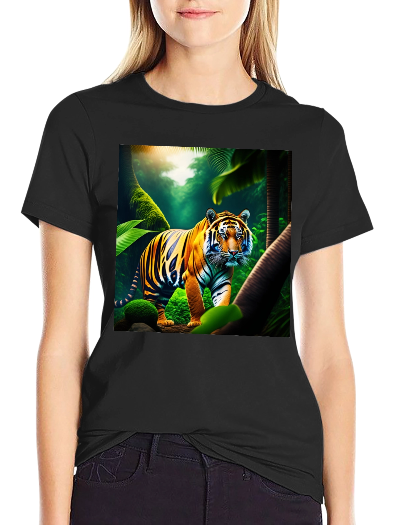 Tiger Jungle Graphic Tee - Mens Black T-Shirt