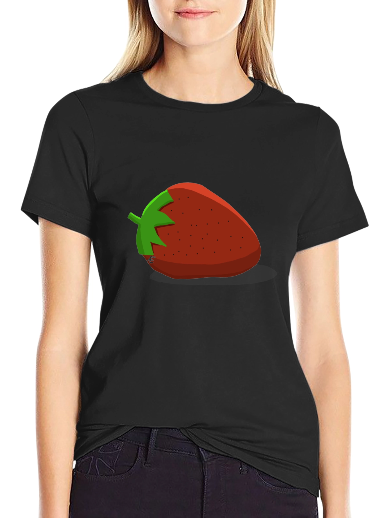 Strawberry Graphic T-Shirt - Casual Black Tee