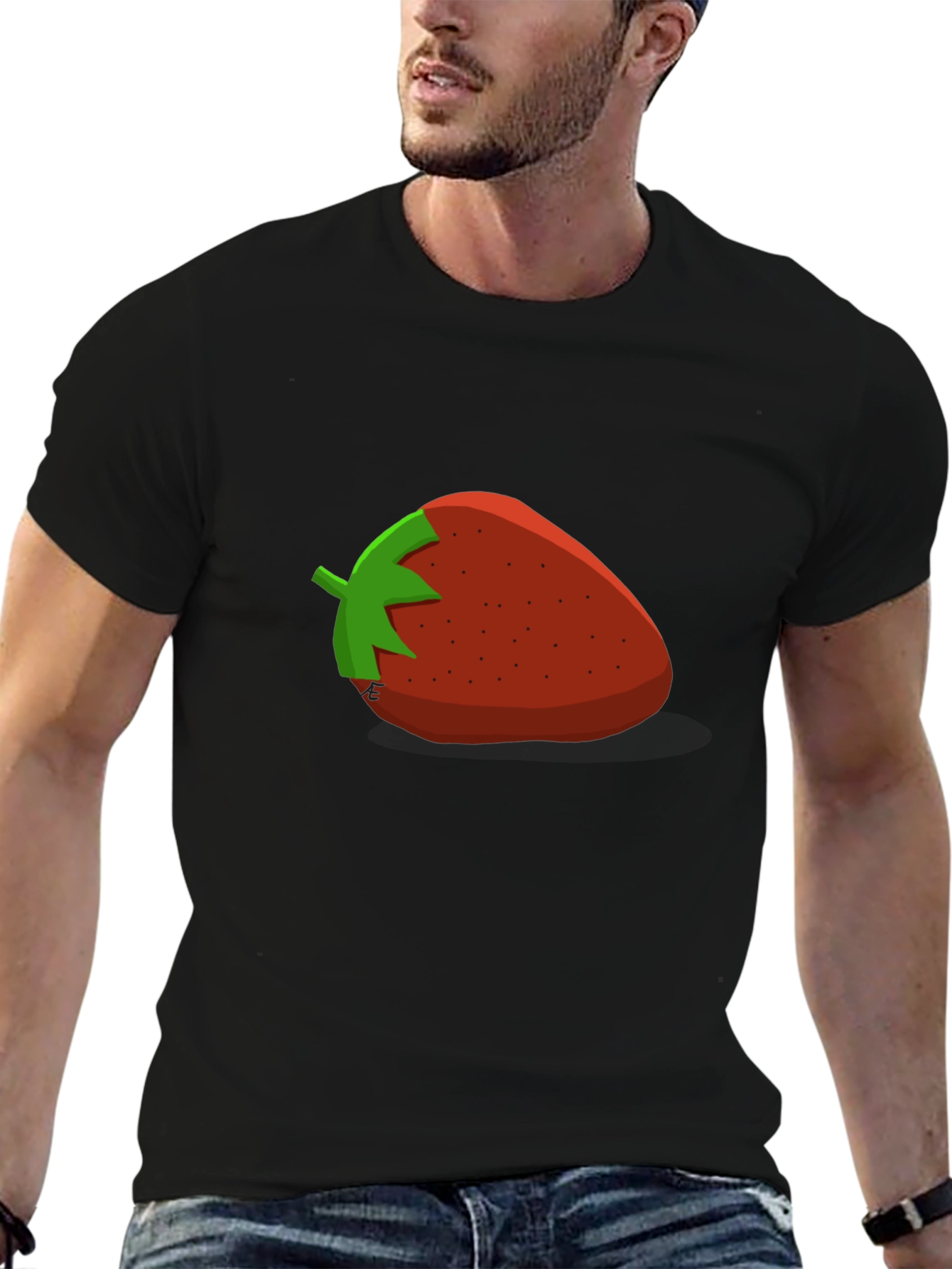 Strawberry Graphic T-Shirt - Casual Black Tee