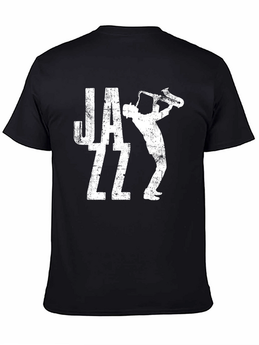 Jazz Saxophone Player Graphic Black T-Shirt