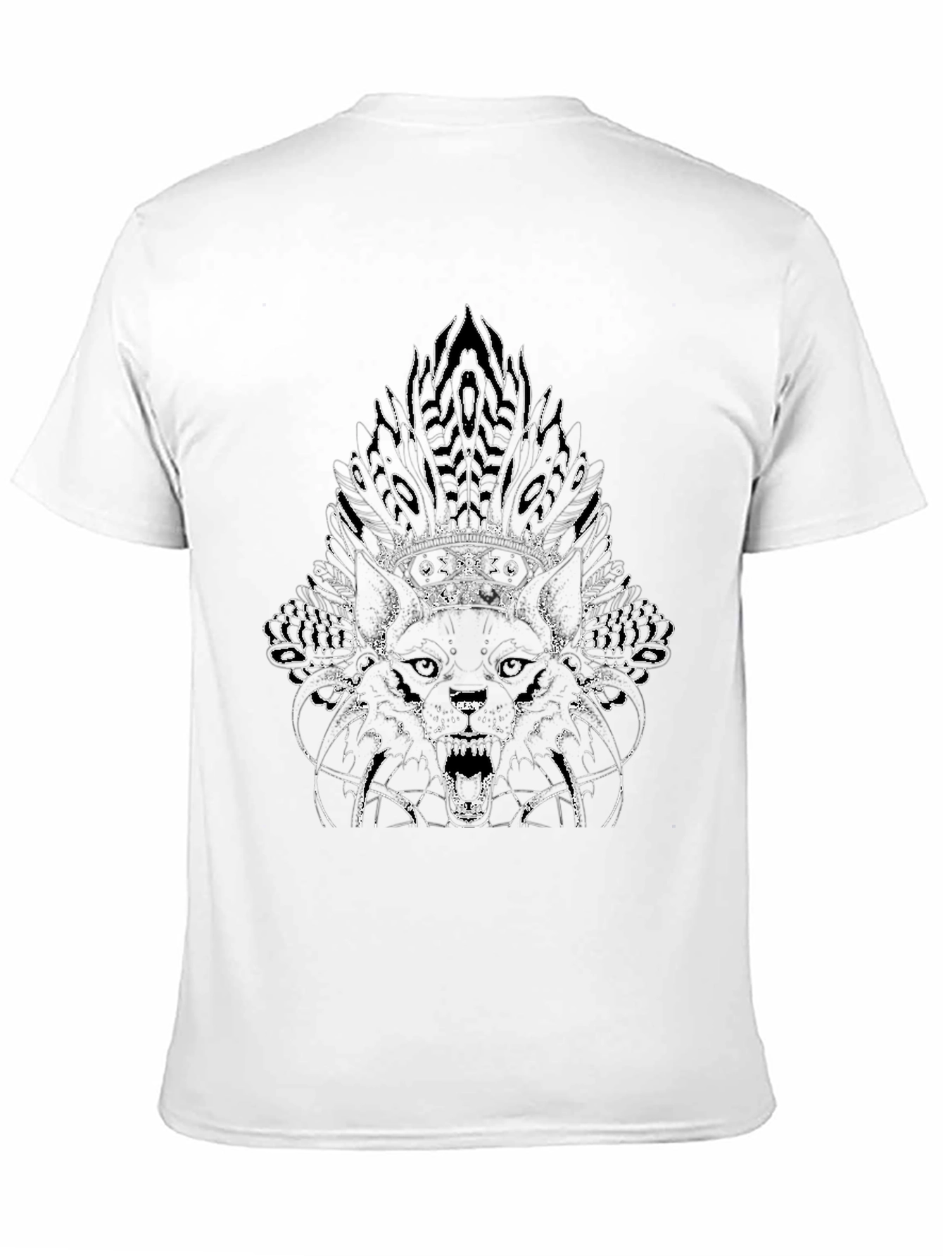 Wolf Headdress Graphic Print Black T-Shirt