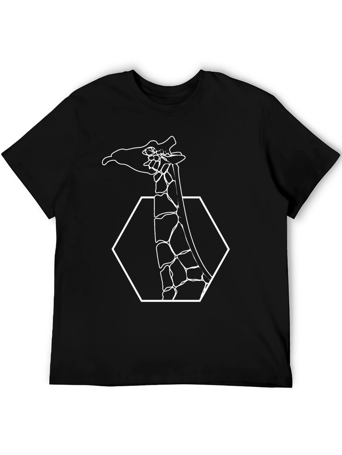Giraffe Hexagon Graphic Tee - Unique Black T-Shirt