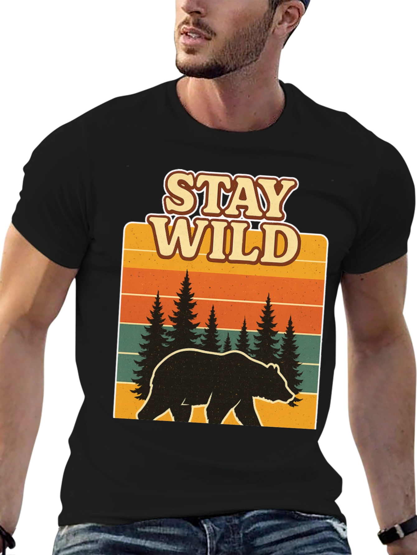 Stay Wild Bear Graphic Tee - Black