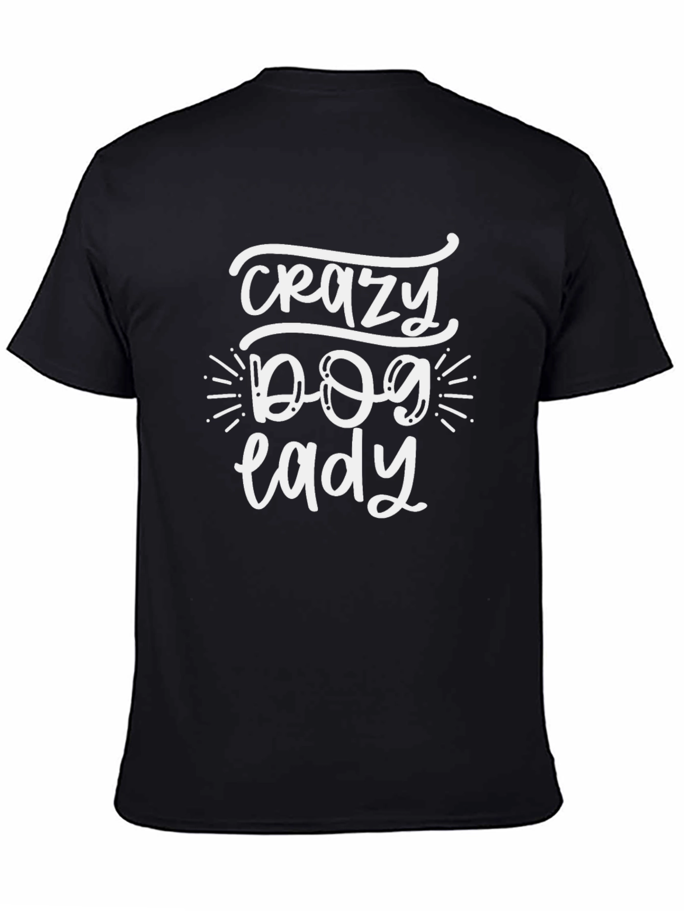 Crazy Dog Lady Black Cotton T-Shirt