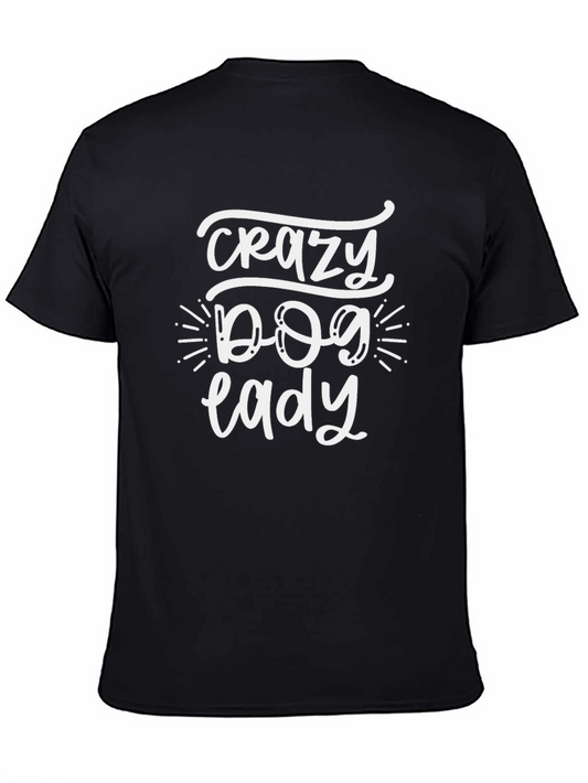 Crazy Dog Lady Black Cotton T-Shirt