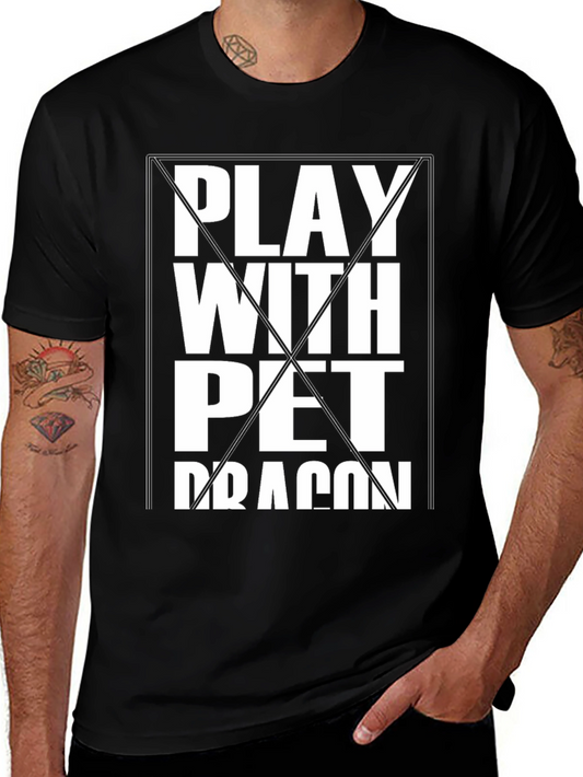 Play with Pet Dragon Graphic Tee - Black Cotton T-Shirt