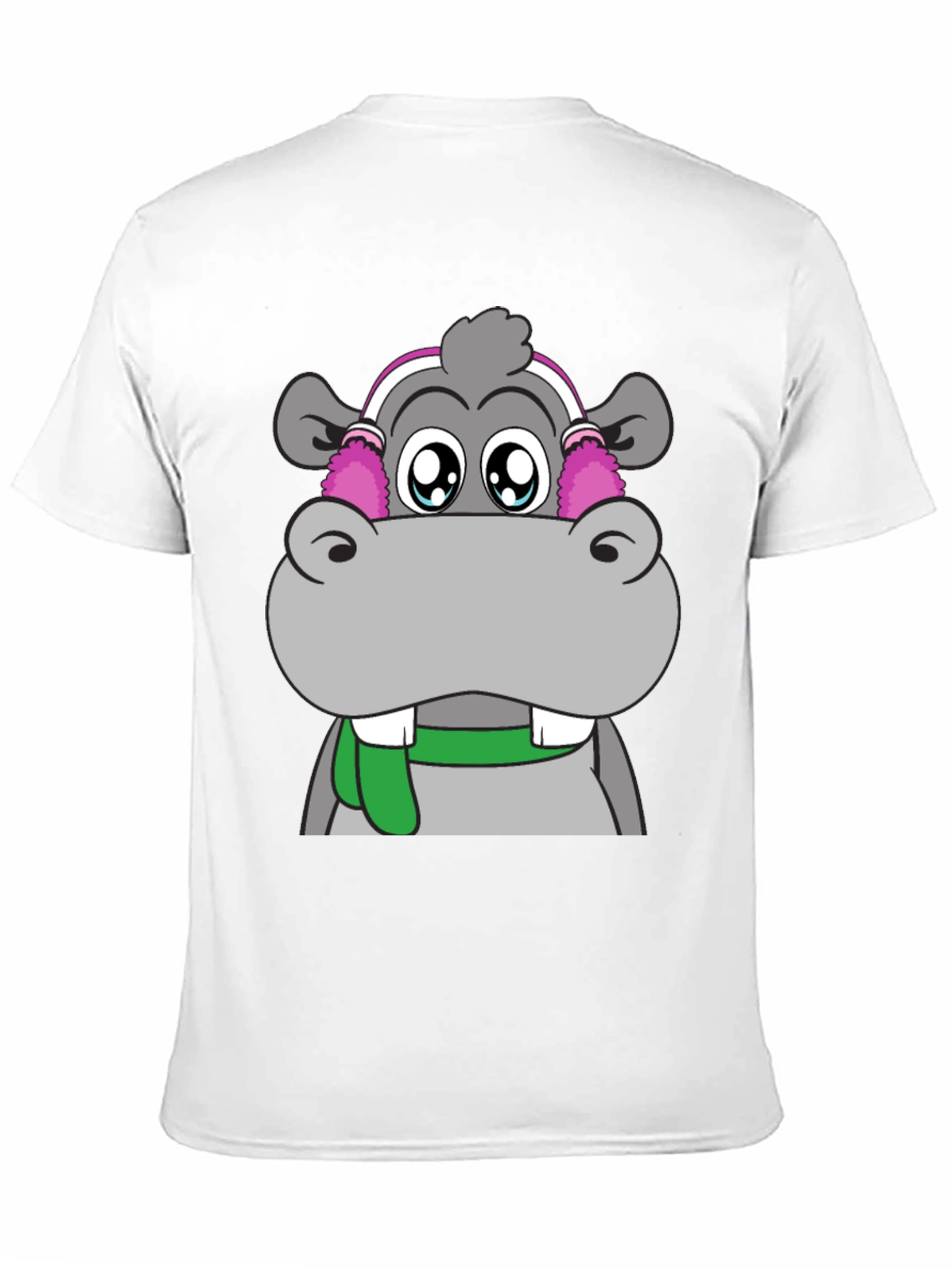 Hippo Headphones Graphic Tee - Cool Black T-Shirt
