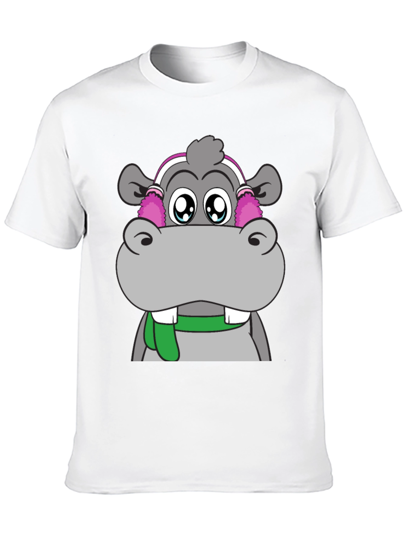 Hippo Headphones Graphic Tee - Cool Black T-Shirt