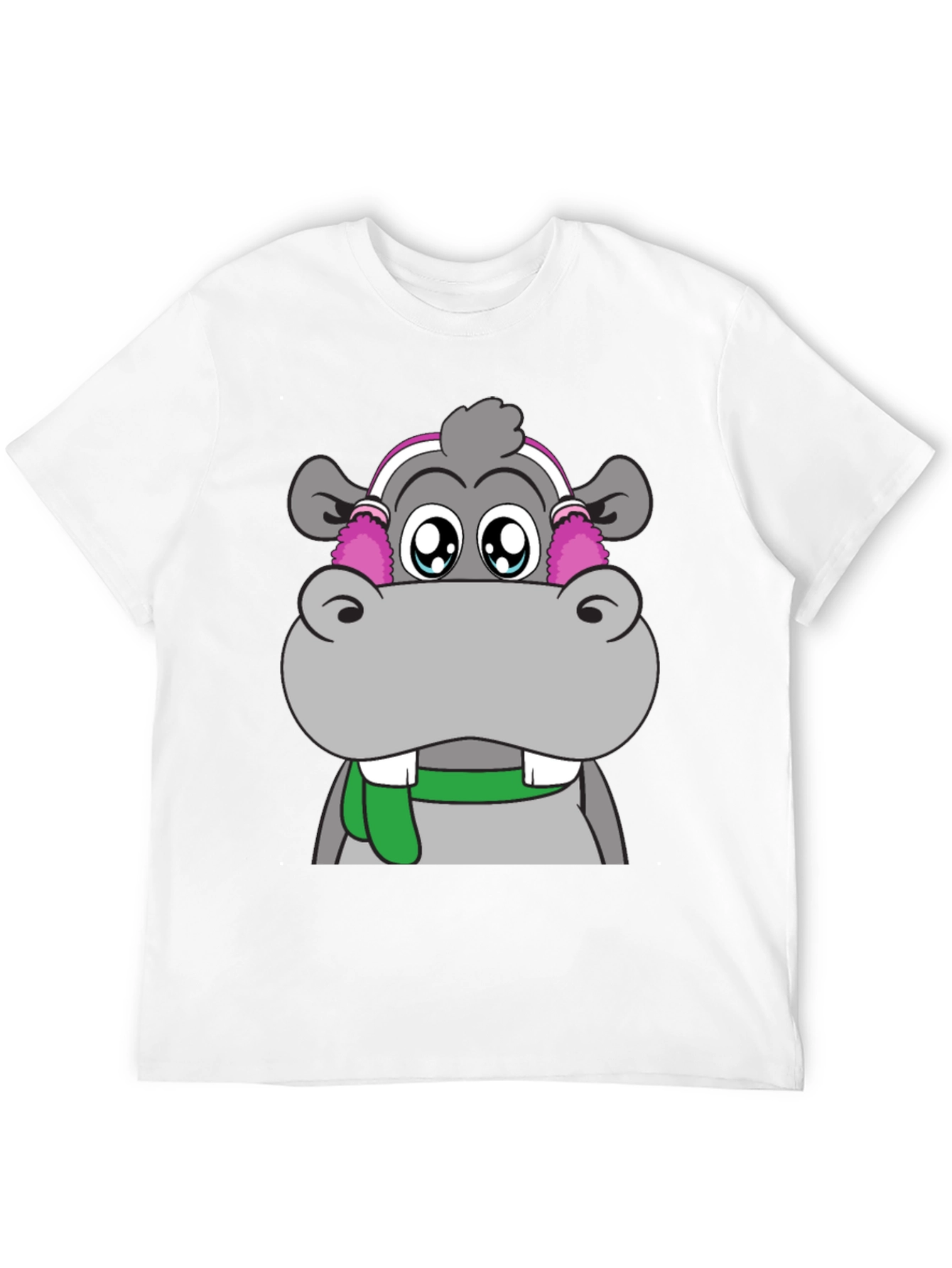 Hippo Headphones Graphic Tee - Cool Black T-Shirt