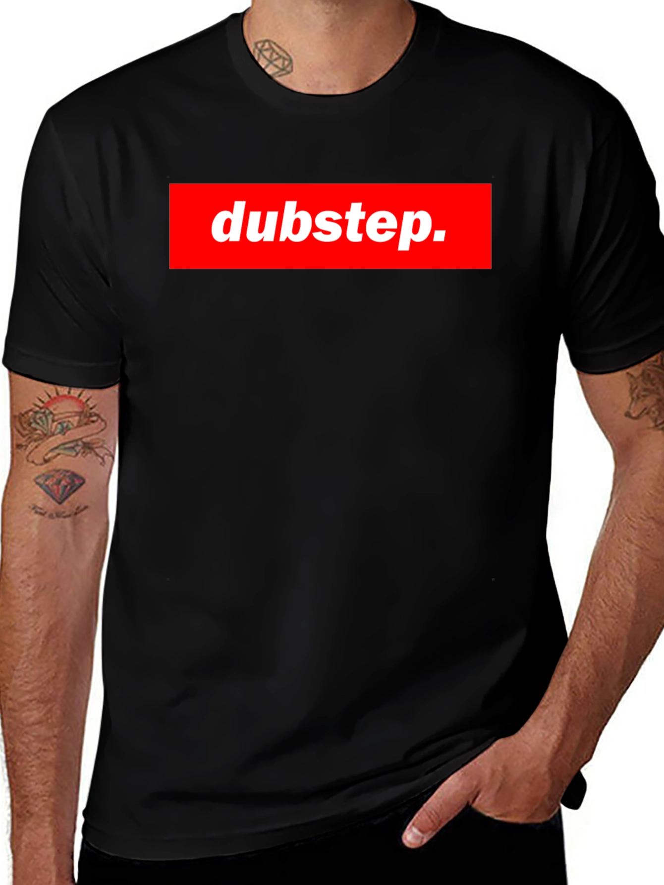 Dubstep Graphic Tee - Black Crew Neck T-Shirt