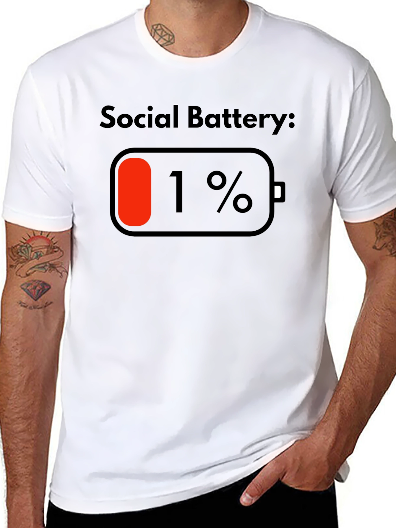 Social Battery 1% Black T-Shirt