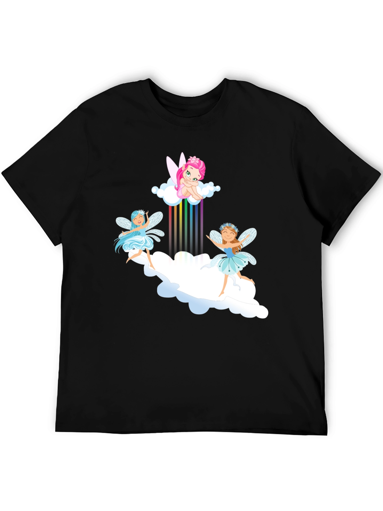 Whimsical Fairies Graphic Black T-Shirt