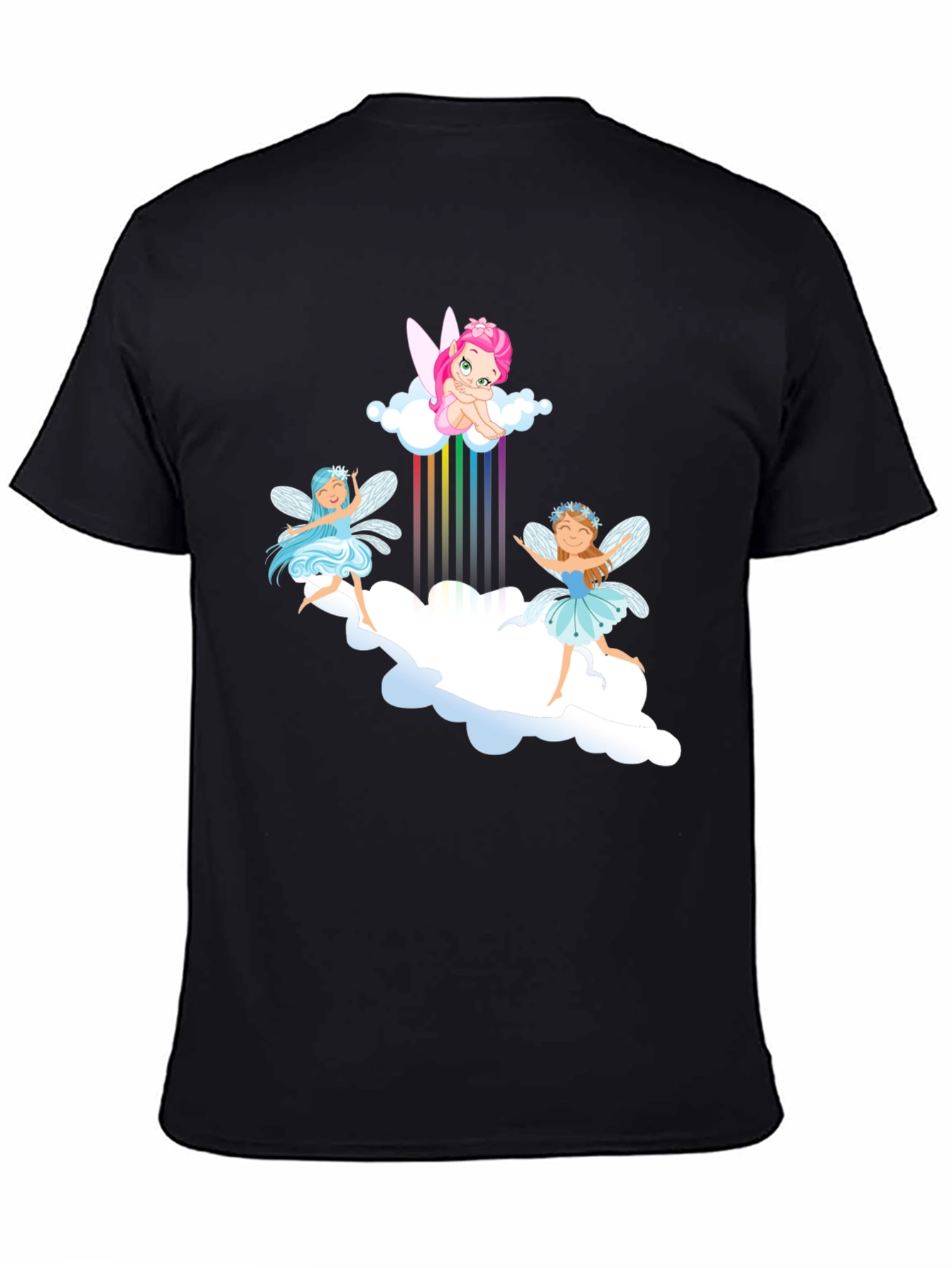 Whimsical Fairies Graphic Black T-Shirt