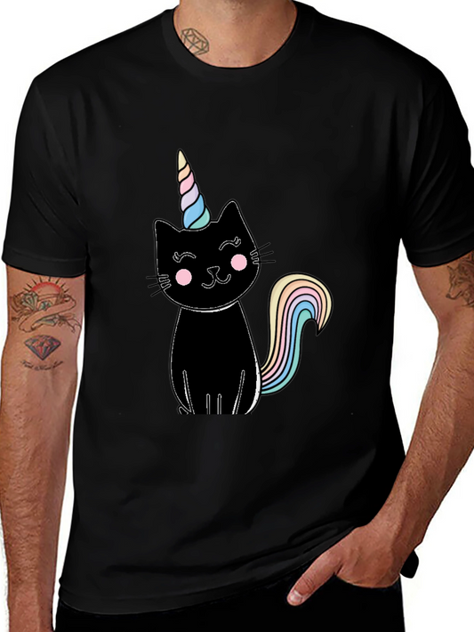 Unicat T-Shirt - Black Cotton Blend - Magical Cat Tee