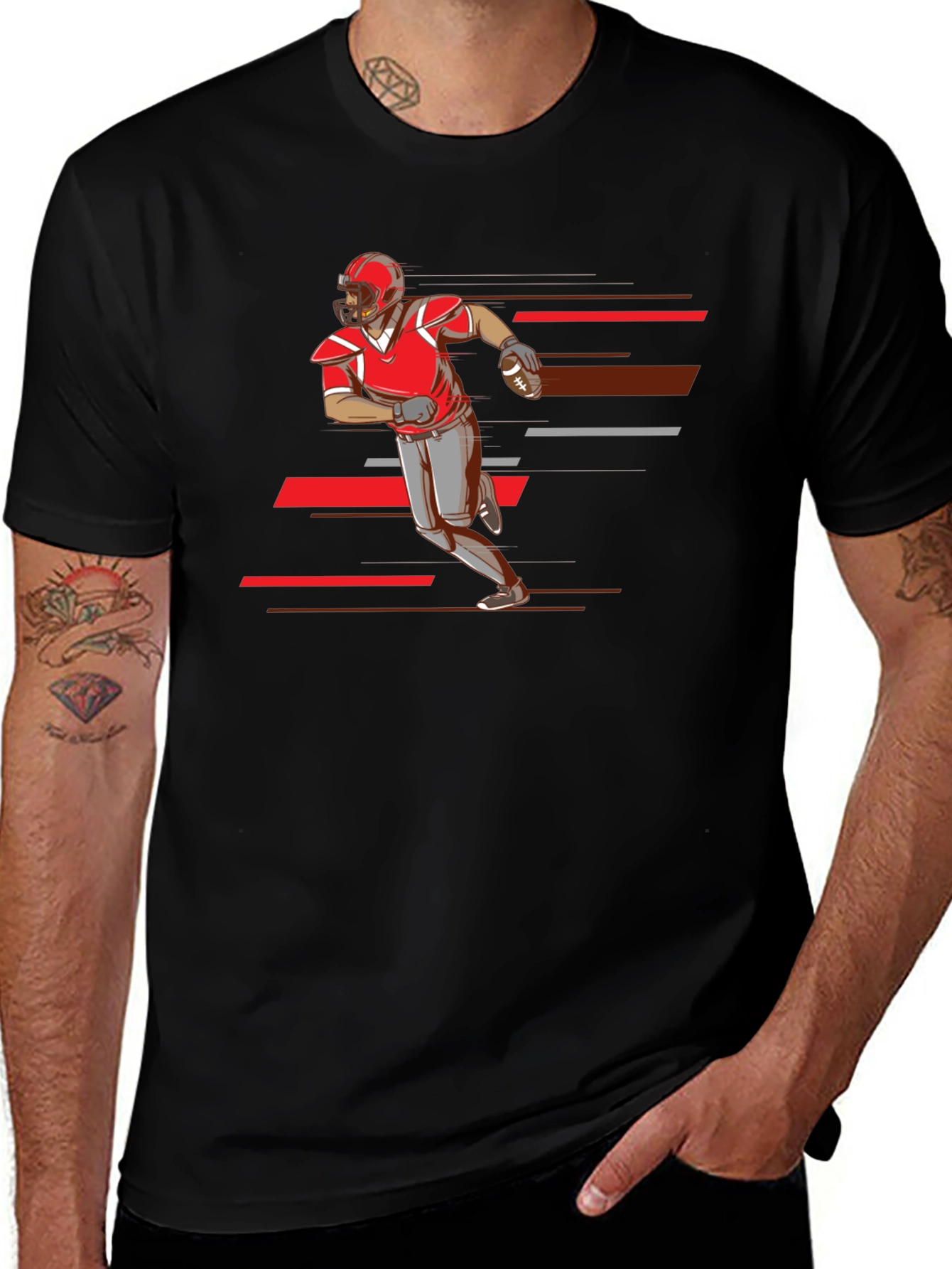 Football Player Graphic Tee - Black