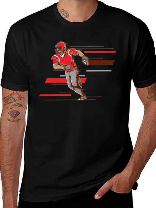 Football Player Graphic Tee - Black
