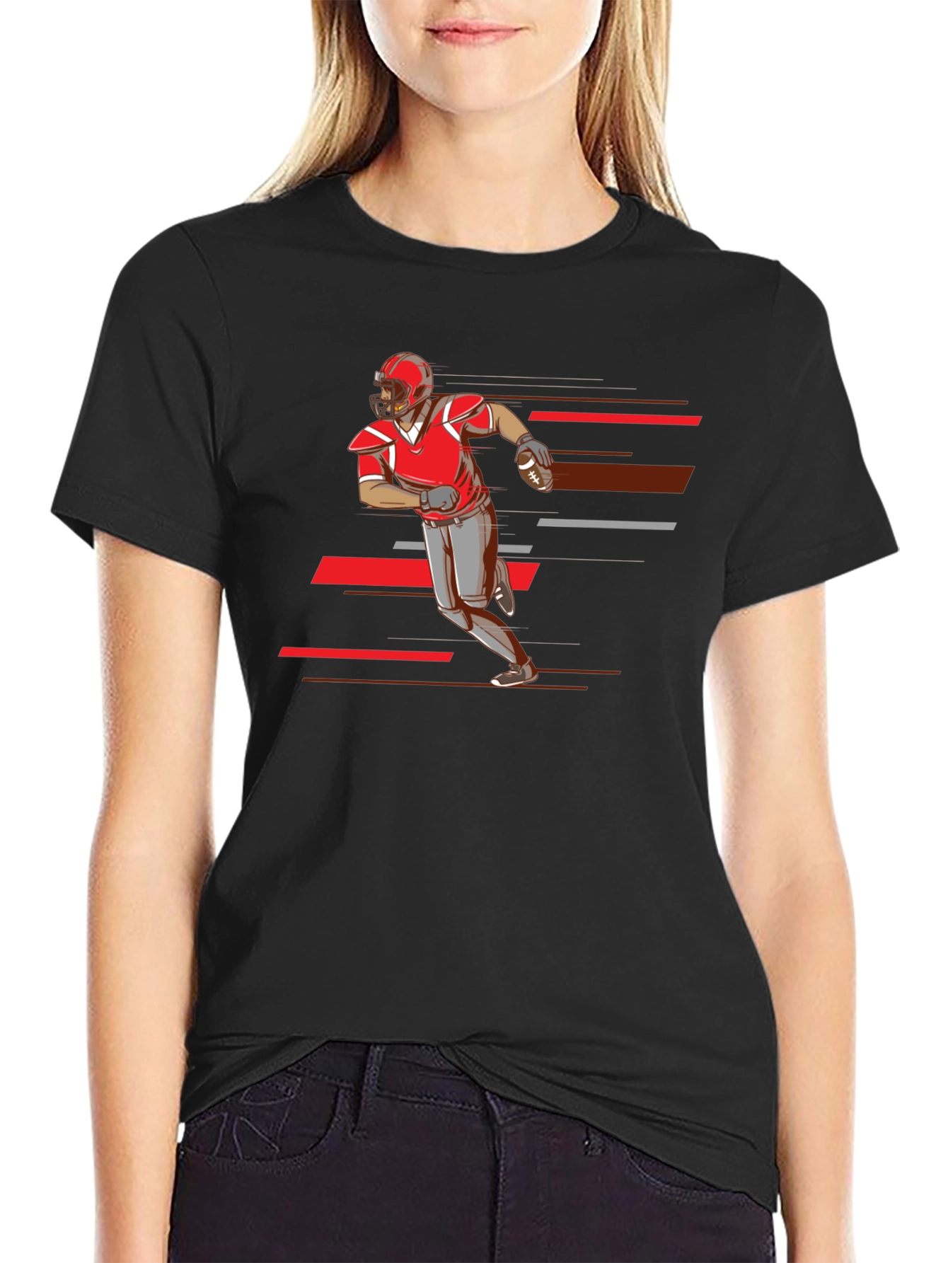 Football Player Graphic Tee - Black