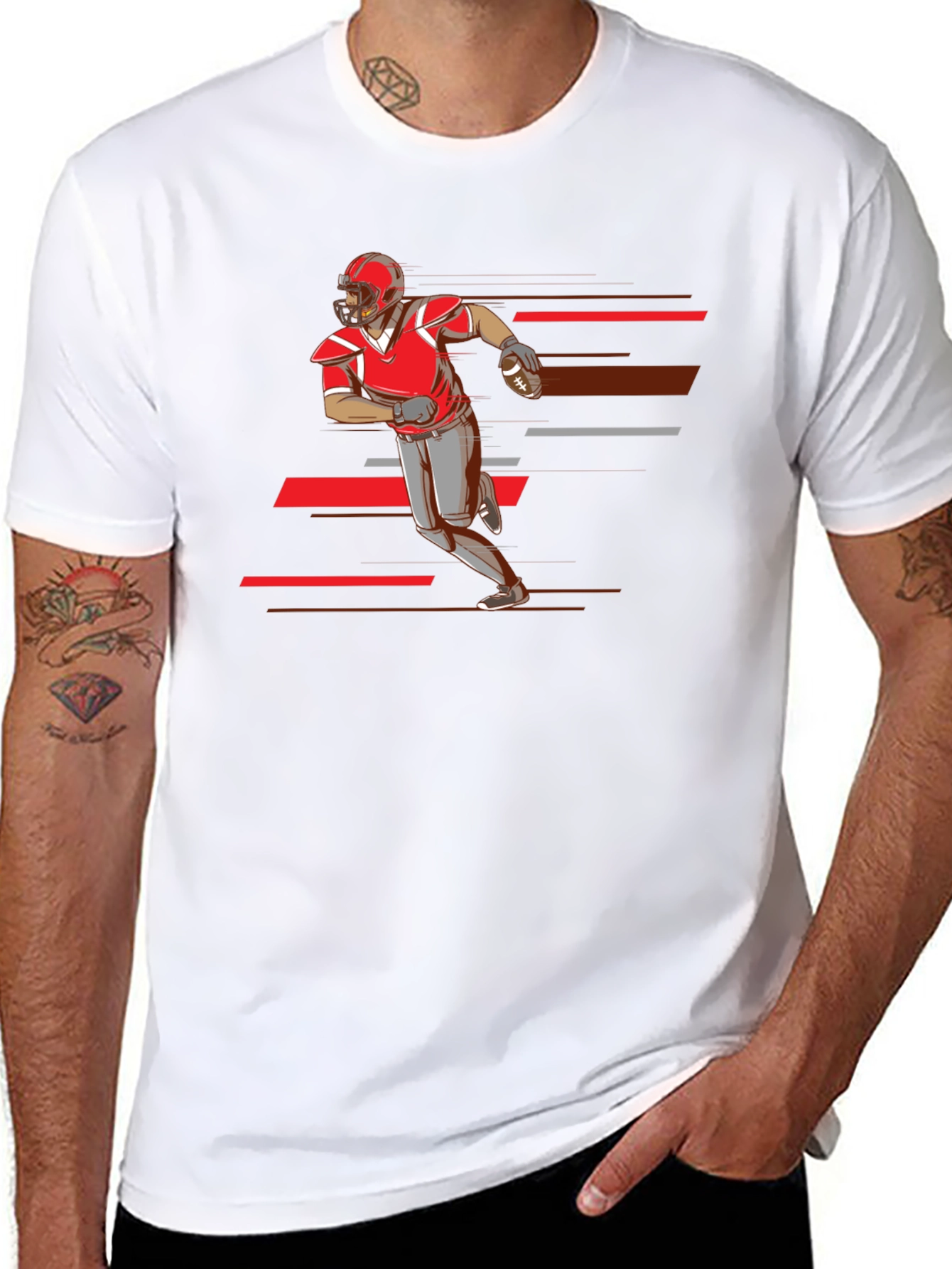 Football Player Graphic Tee - Black