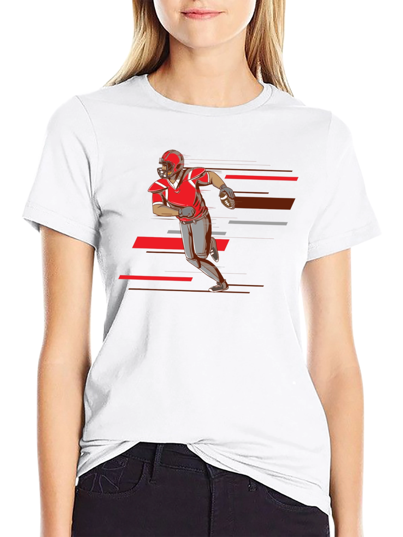 Football Player Graphic Tee - Black