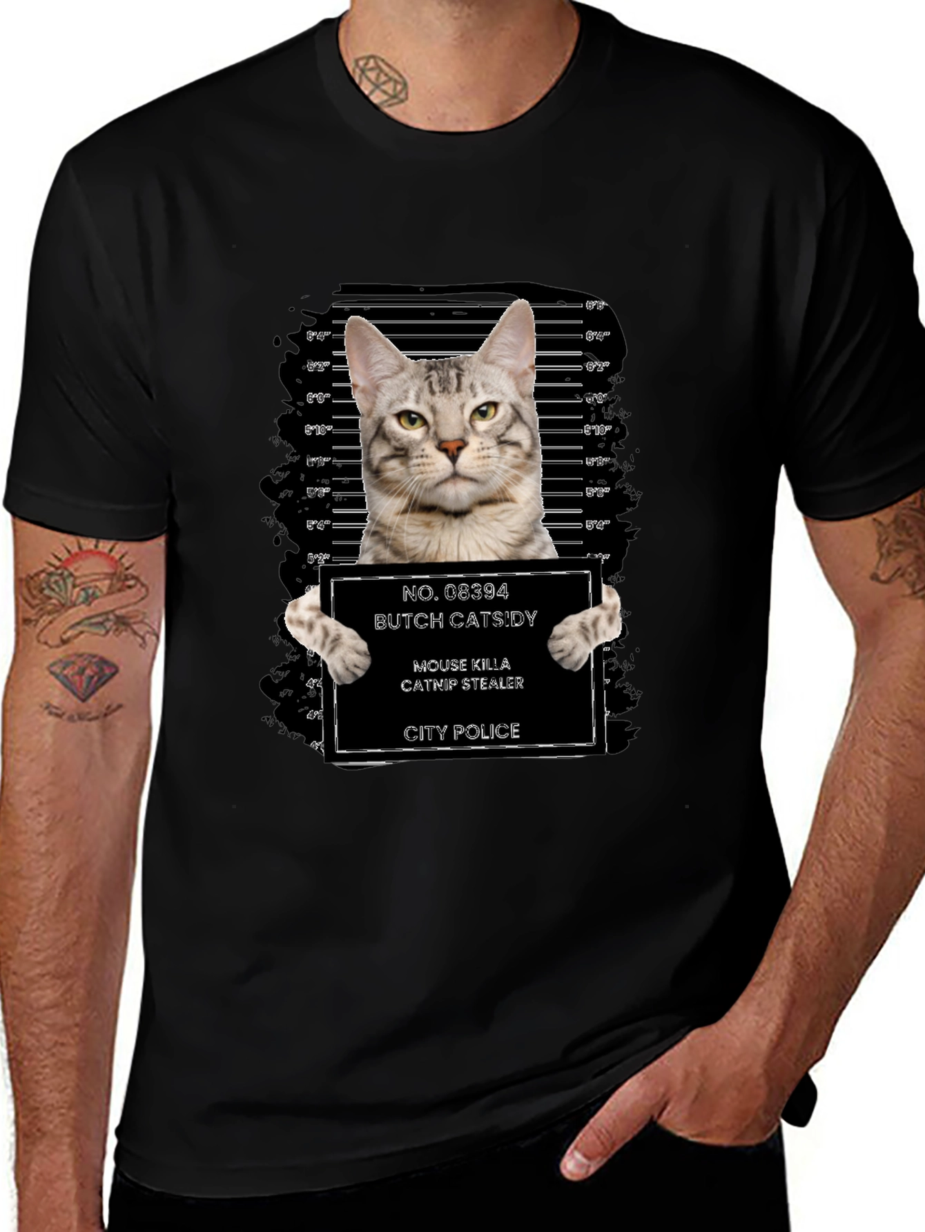 Butch Catsidy Cat Mugshot Graphic Tee