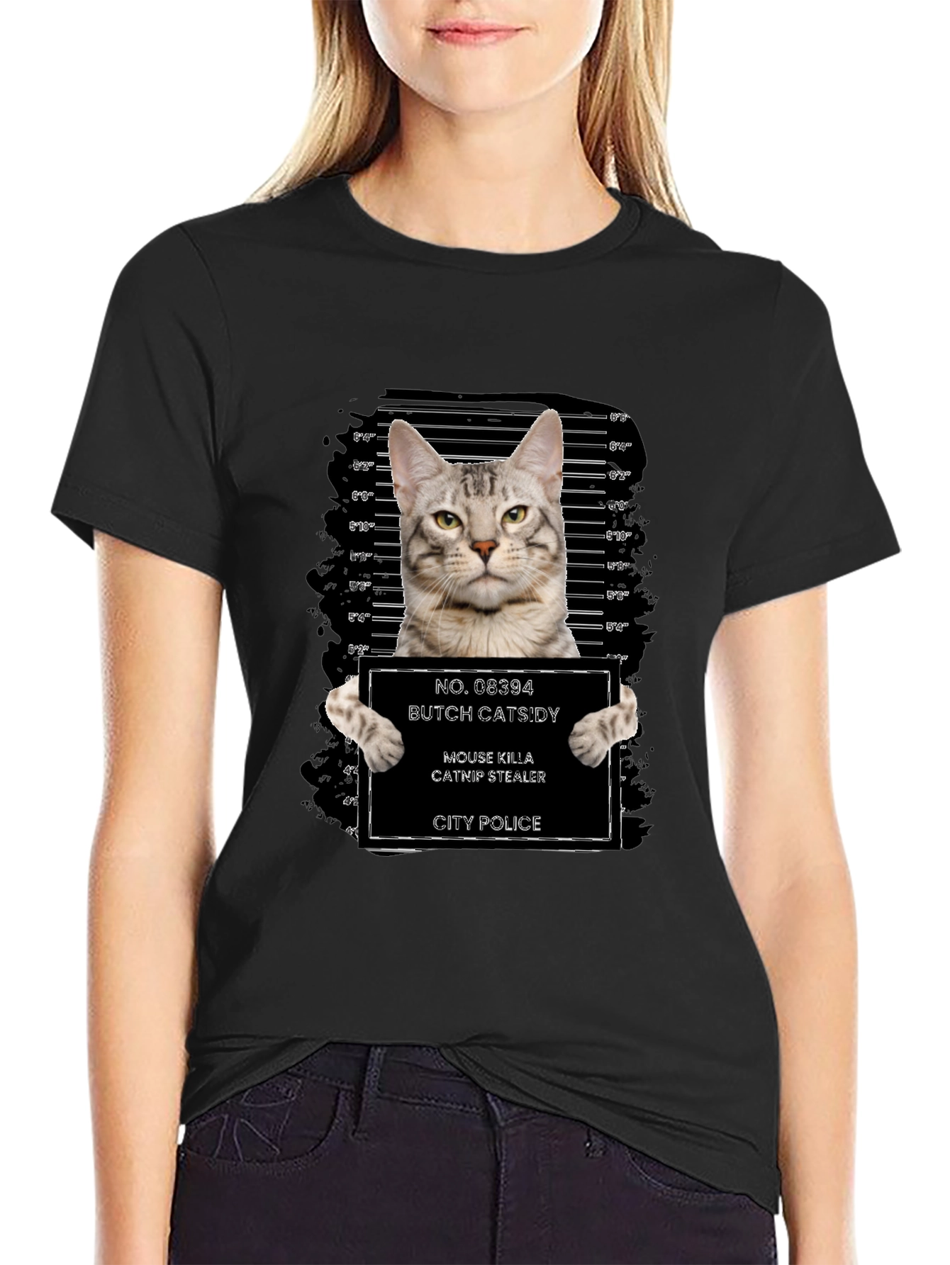 Butch Catsidy Cat Mugshot Graphic Tee