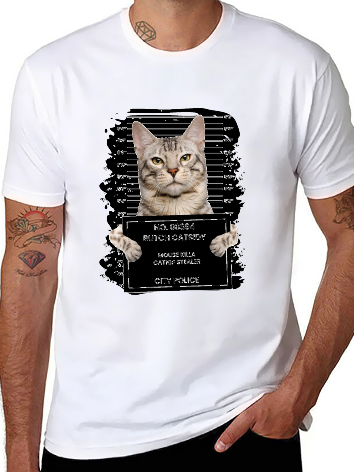 Butch Catsidy Cat Mugshot Graphic Tee