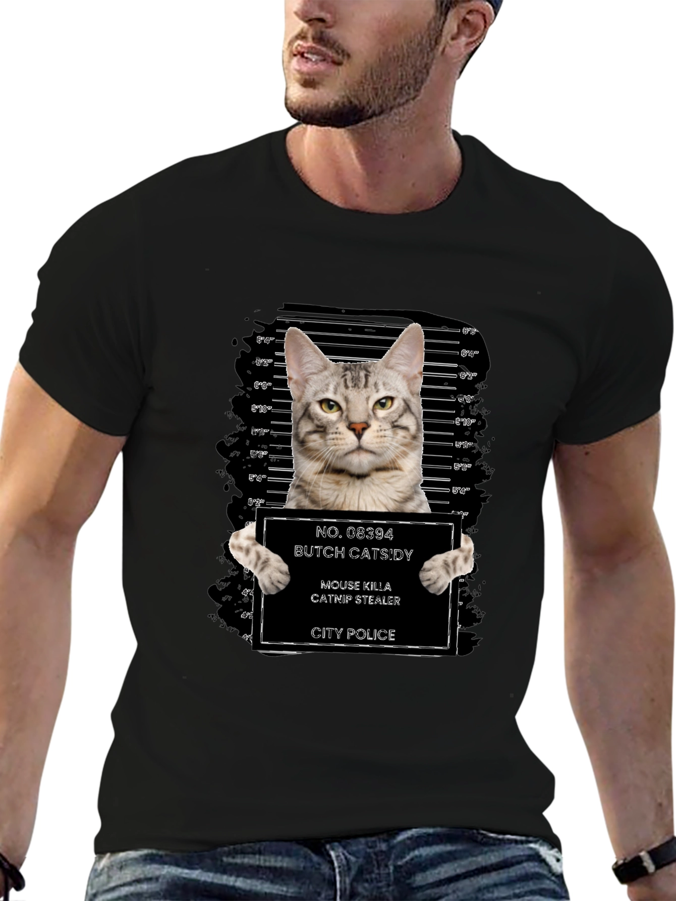 Butch Catsidy Cat Mugshot Graphic Tee