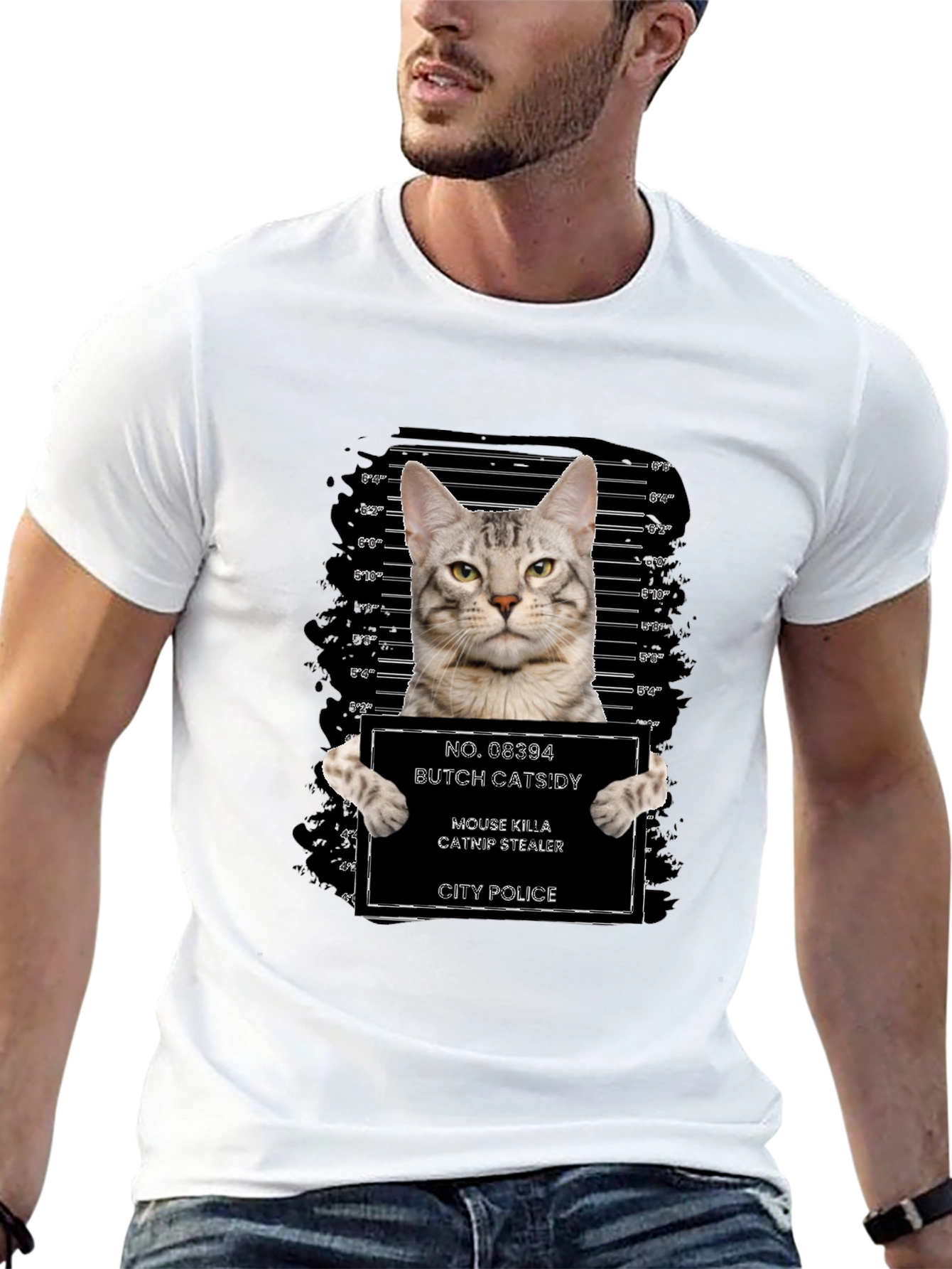 Butch Catsidy Cat Mugshot Graphic Tee