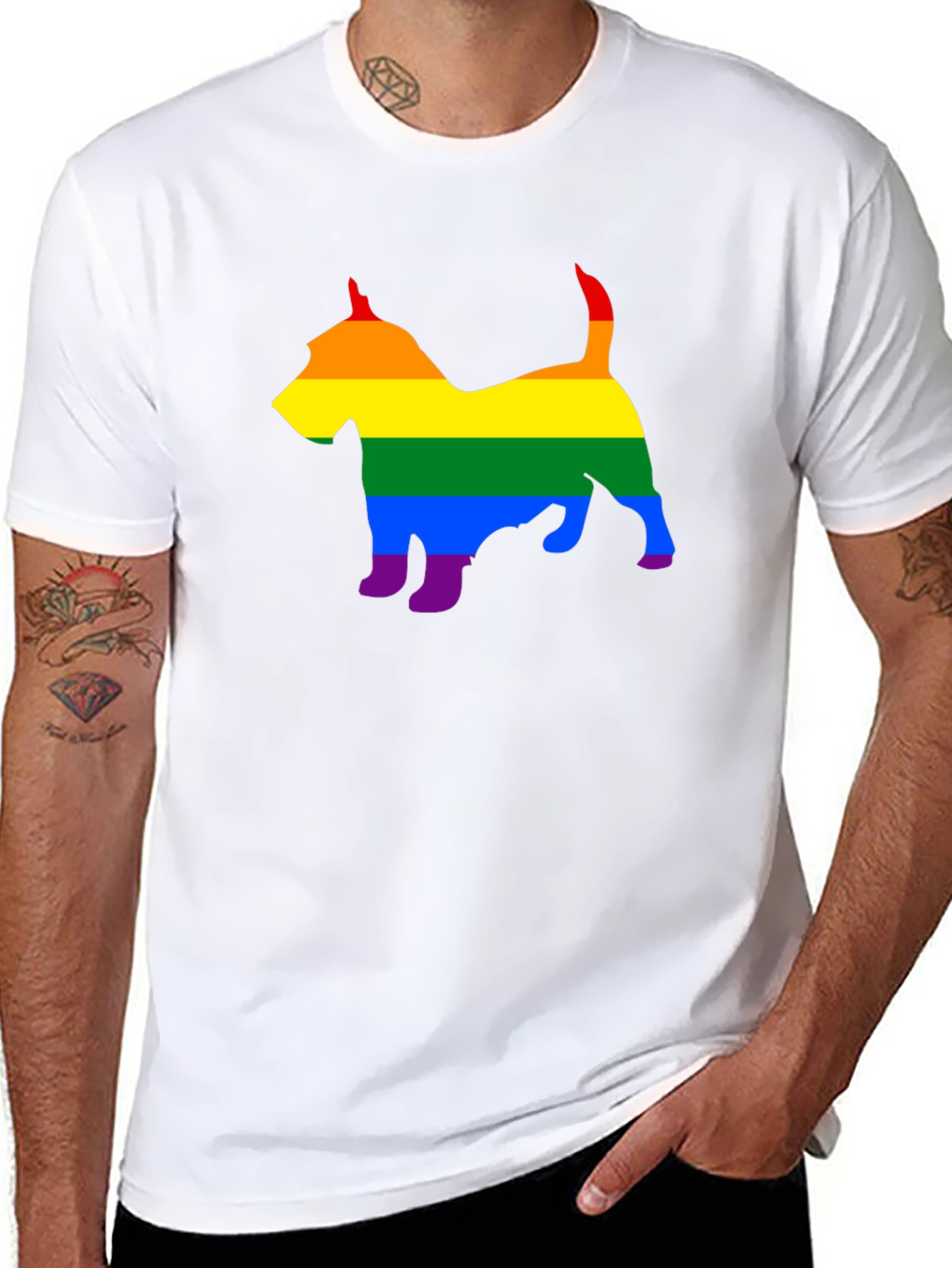 Rainbow Dog Silhouette Tee - Pride Apparel