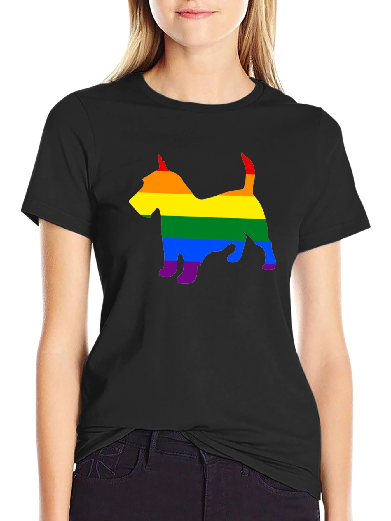 Rainbow Dog Silhouette Tee - Pride Apparel
