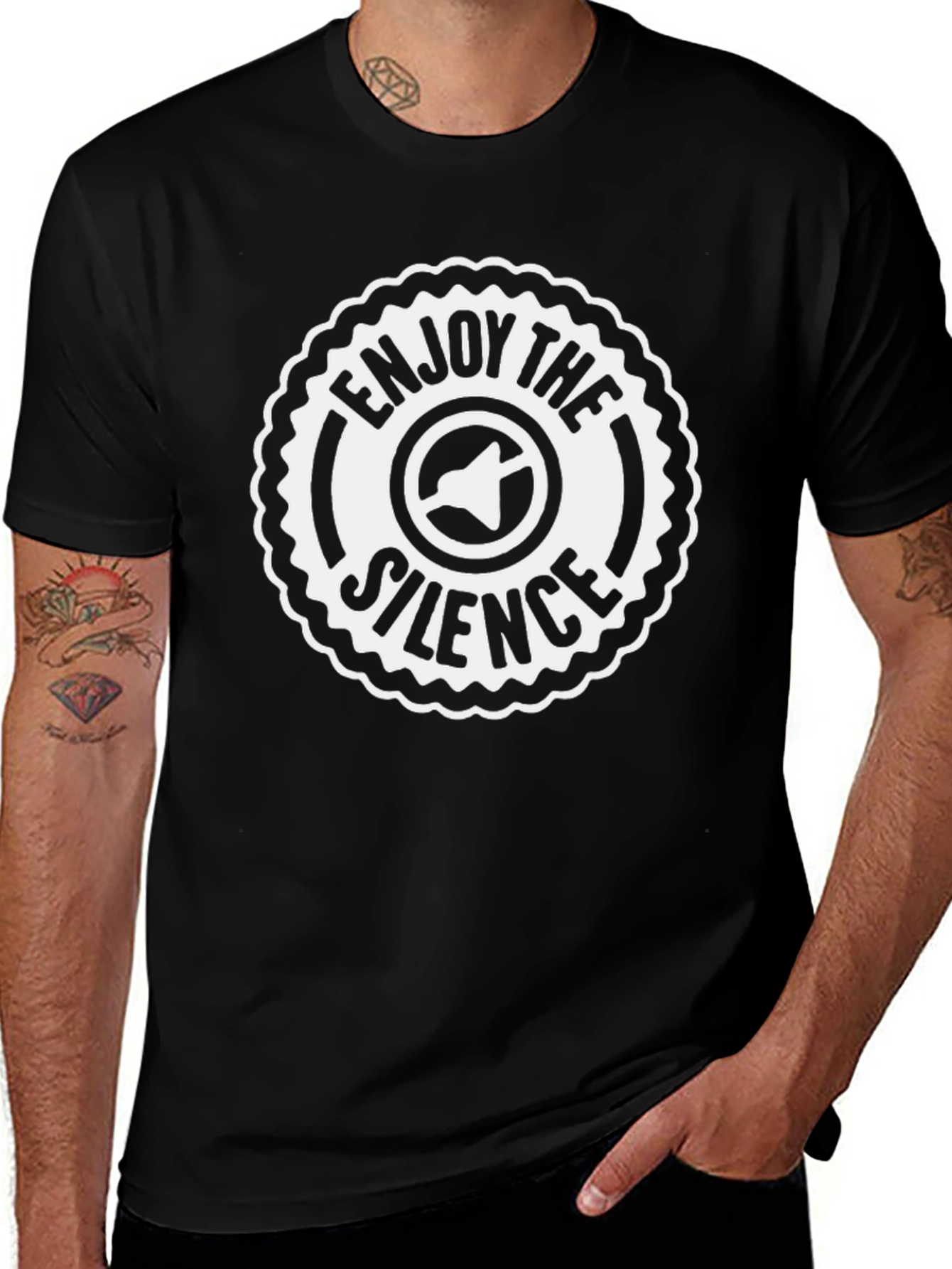 Enjoy The Silence Graphic Tee - Black Crew Neck