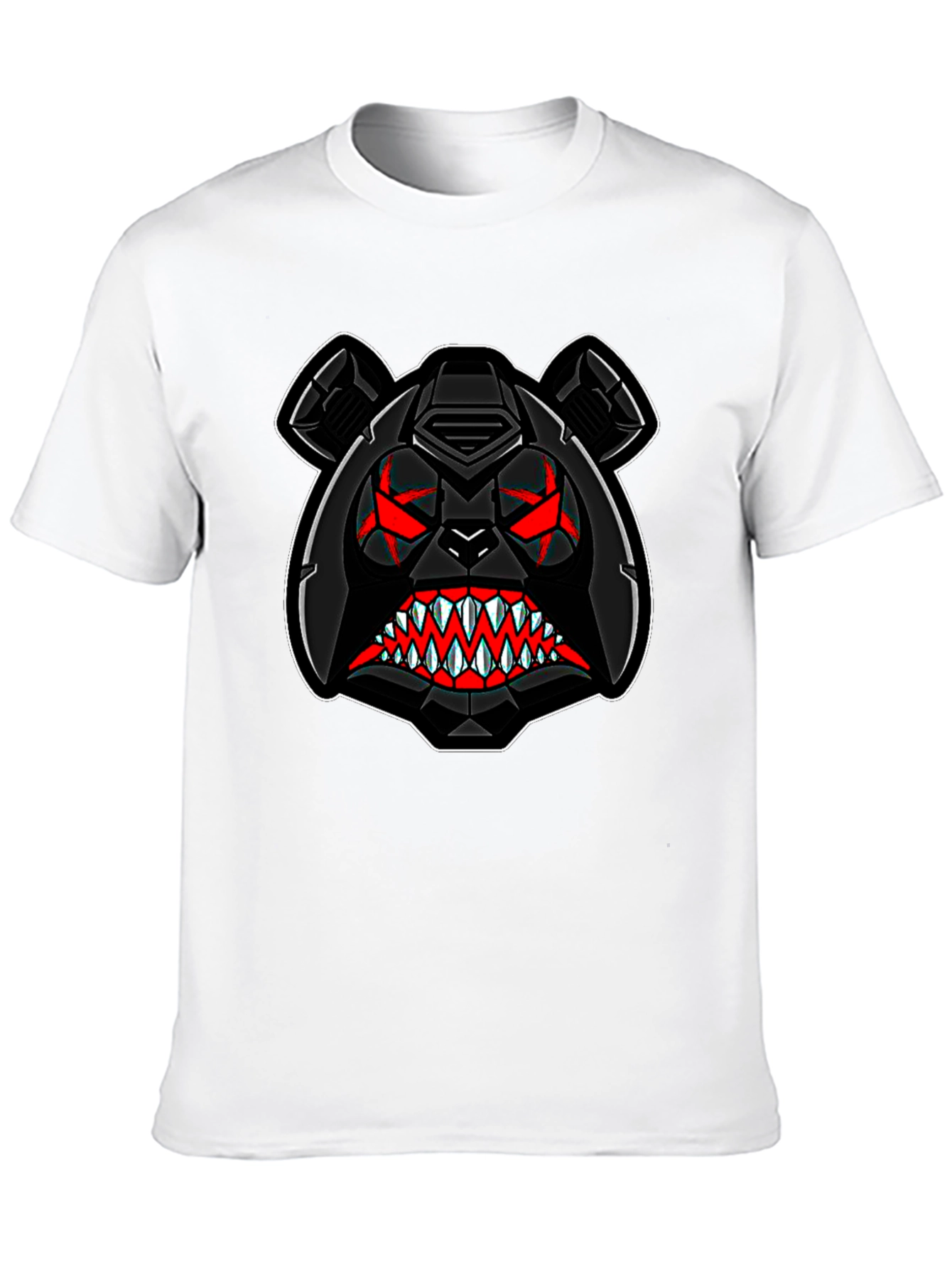 Mens Black T-Shirt with Aggressive Bear Graphic