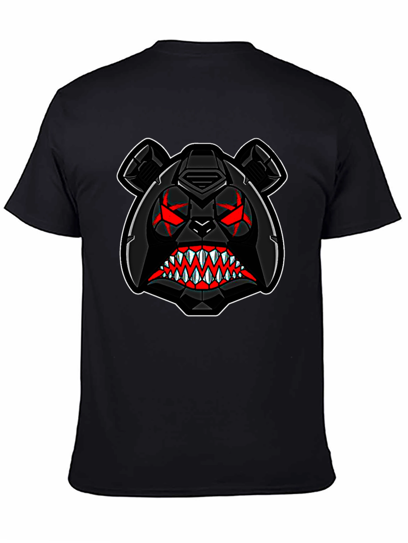 Mens Black T-Shirt with Aggressive Bear Graphic